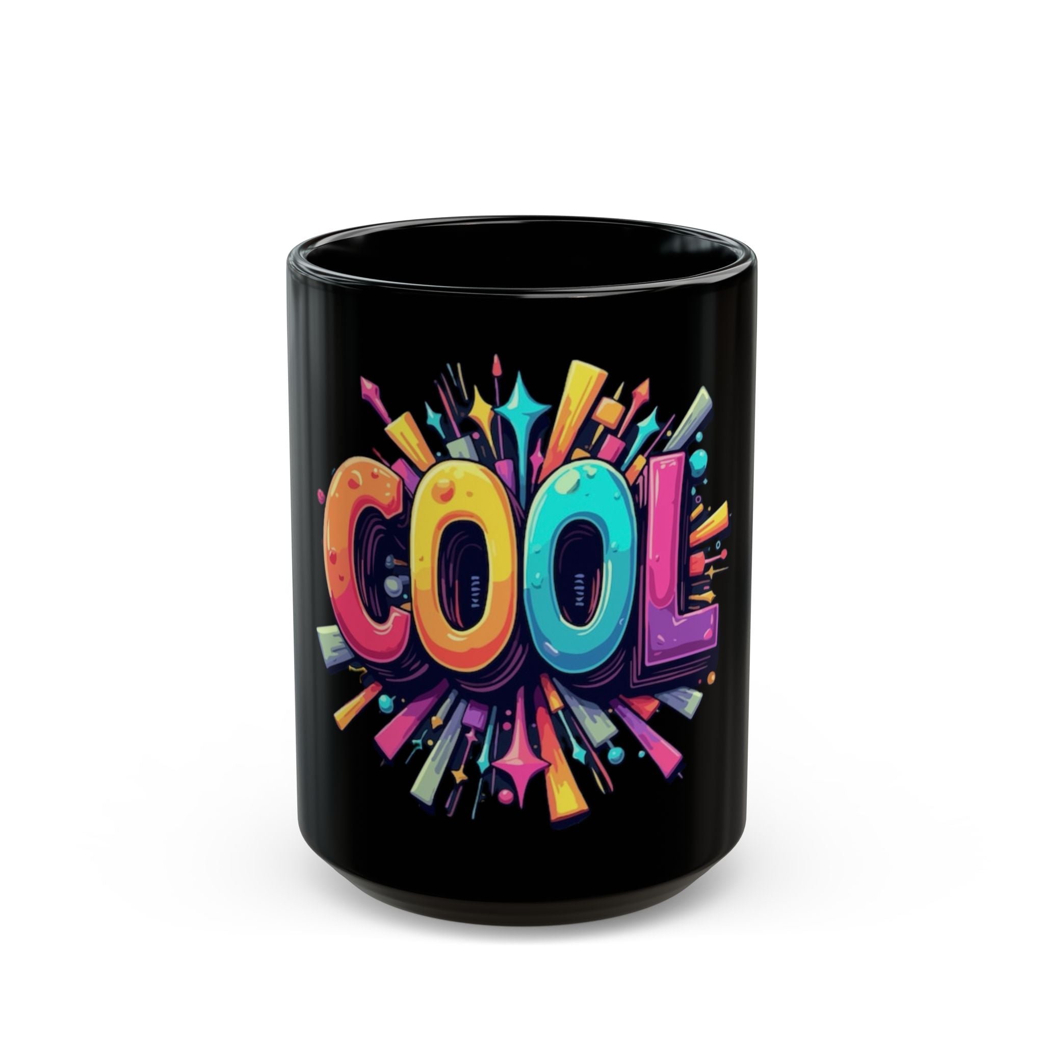 Cool Graphic Mug — Colorful Retro Pop Art Coffee Cup (Black, 11oz & 15oz)