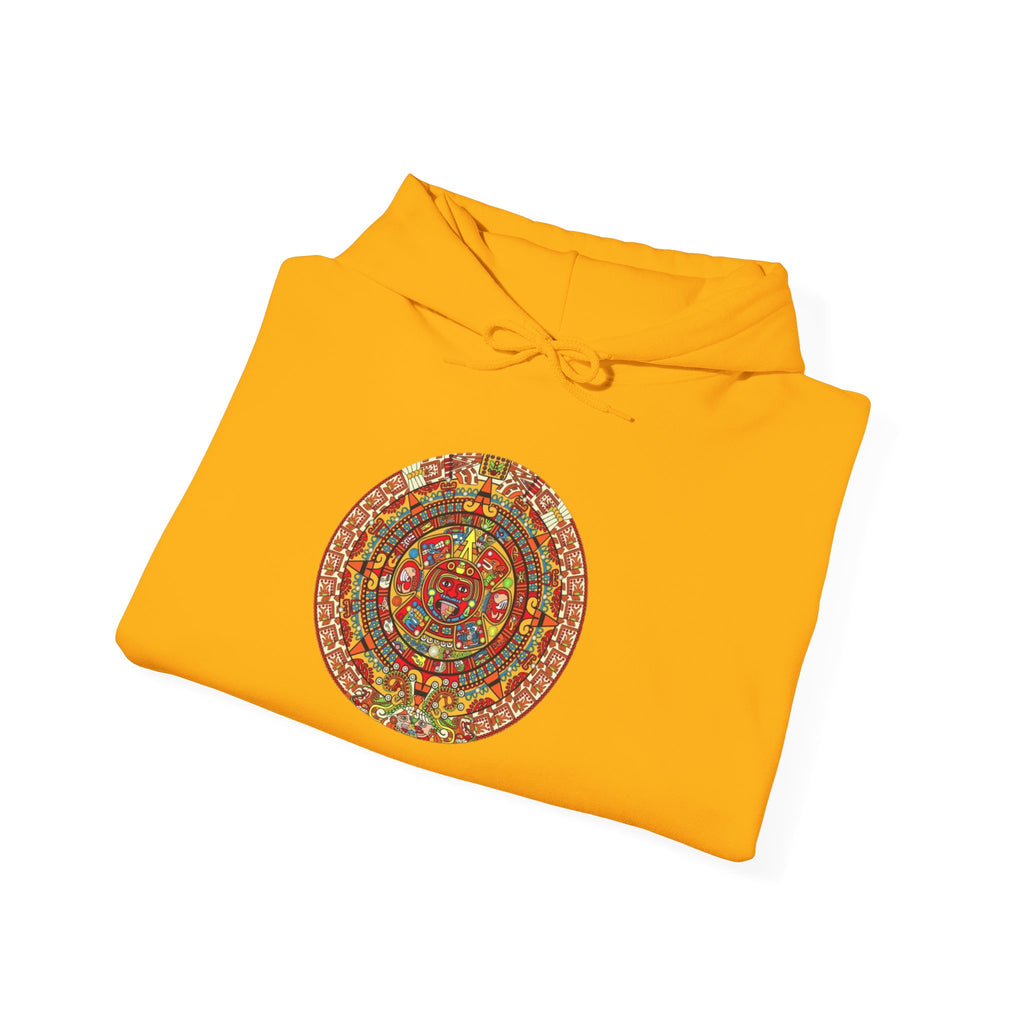 Aztec Calendar Hoodie — Vibrant Mayan Sun Mandala Sweatshirt