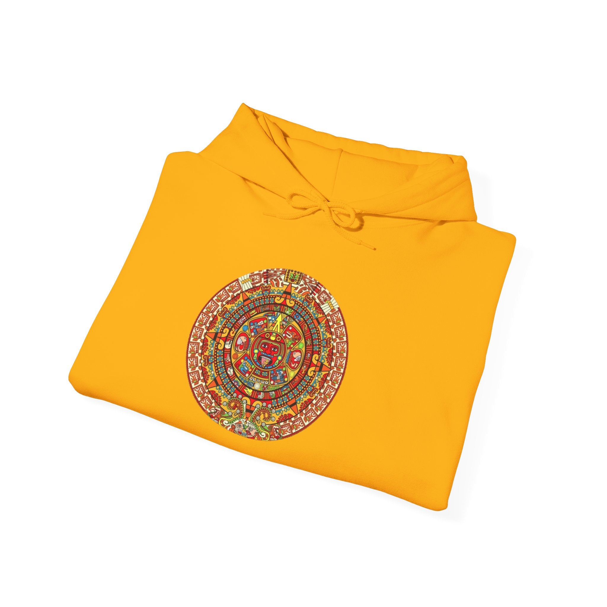 Aztec Calendar Hoodie — Vibrant Mayan Sun Mandala Sweatshirt