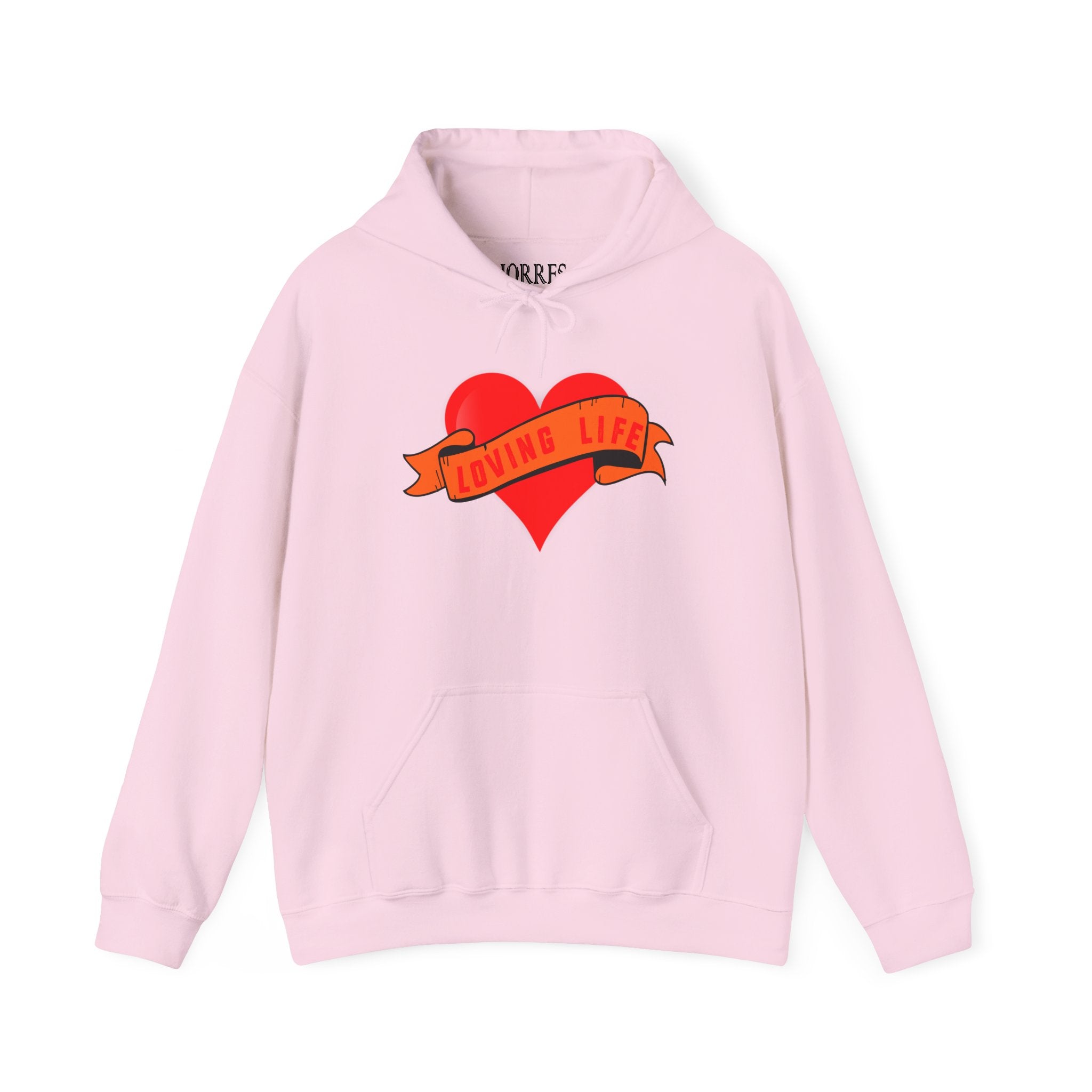 Loving Life Heart Hoodie – Retro Banner Graphic Pullover