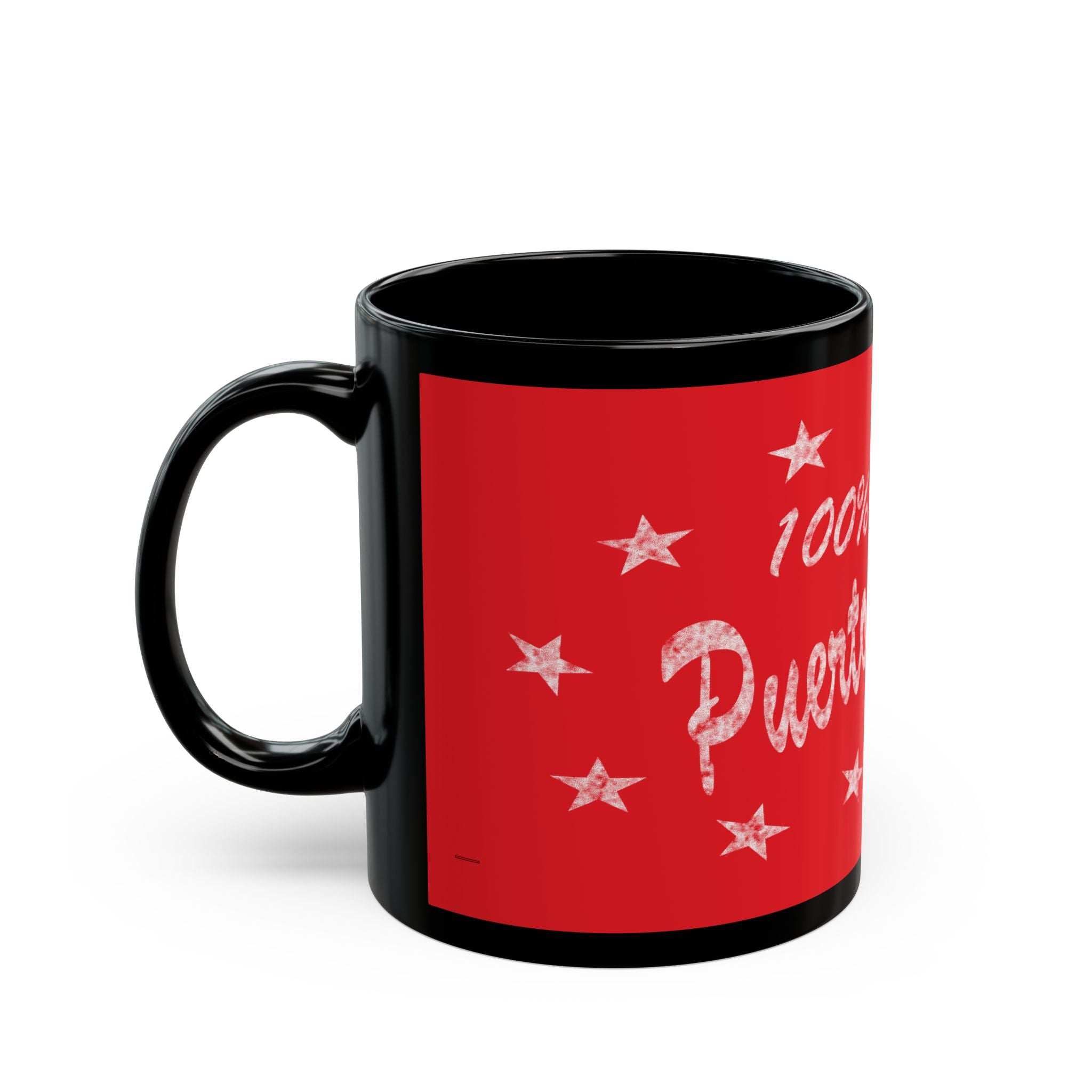 100% Puerto Rican Black Coffee Mug – Red Stars Design (11oz, 15oz)