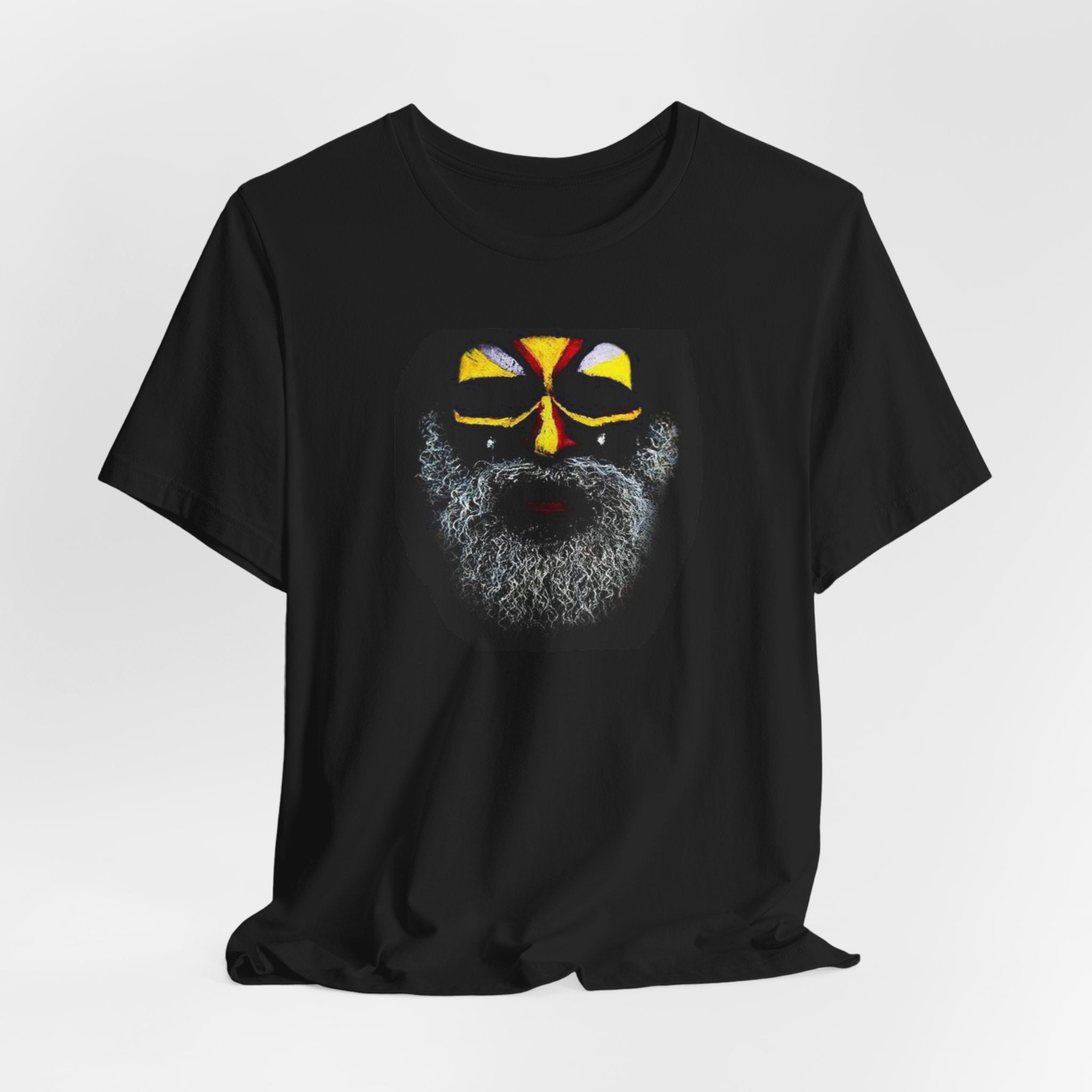 Face Mask Beard Art T-Shirt — Tribal Painted Face Design