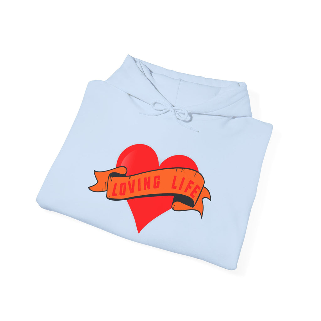 Loving Life Heart Hoodie – Retro Banner Graphic Pullover