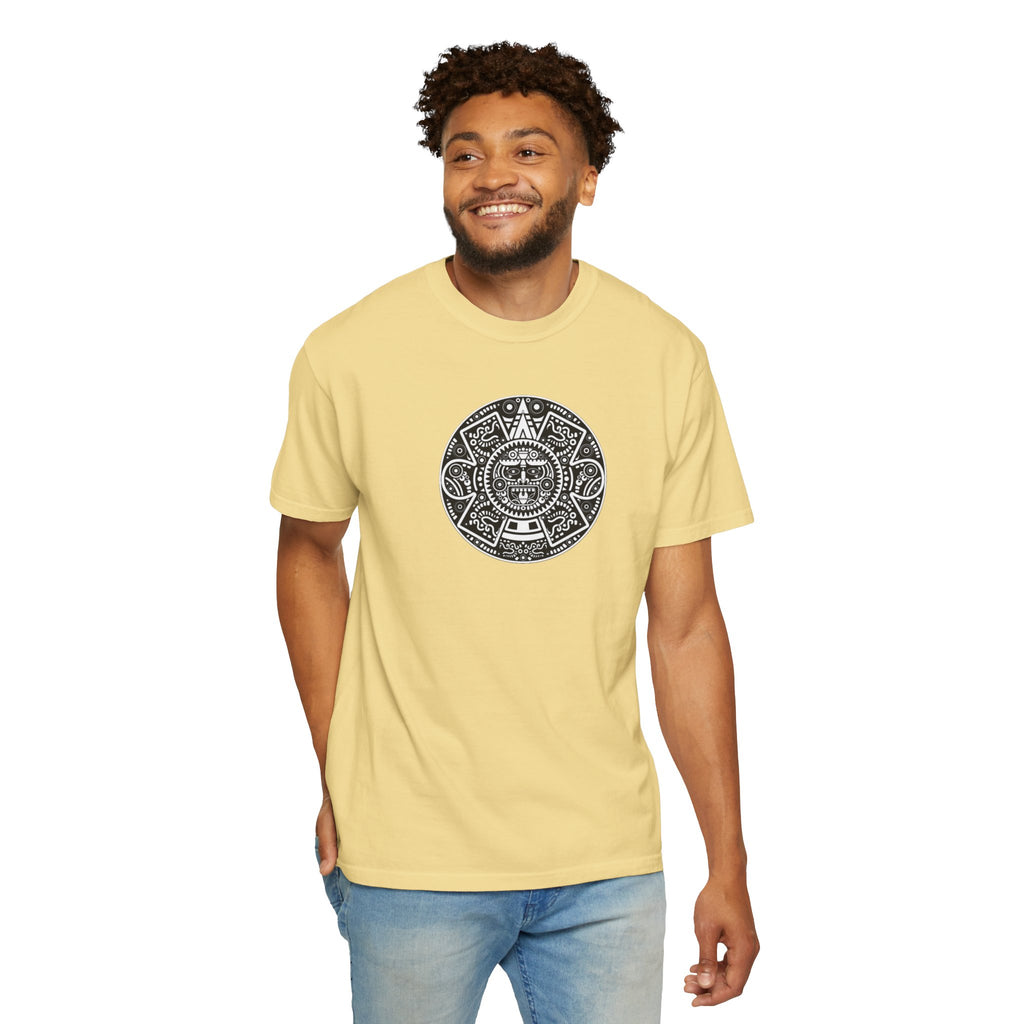 Aztec Sun Graphic T-Shirt — Vintage Mayan Calendar Design