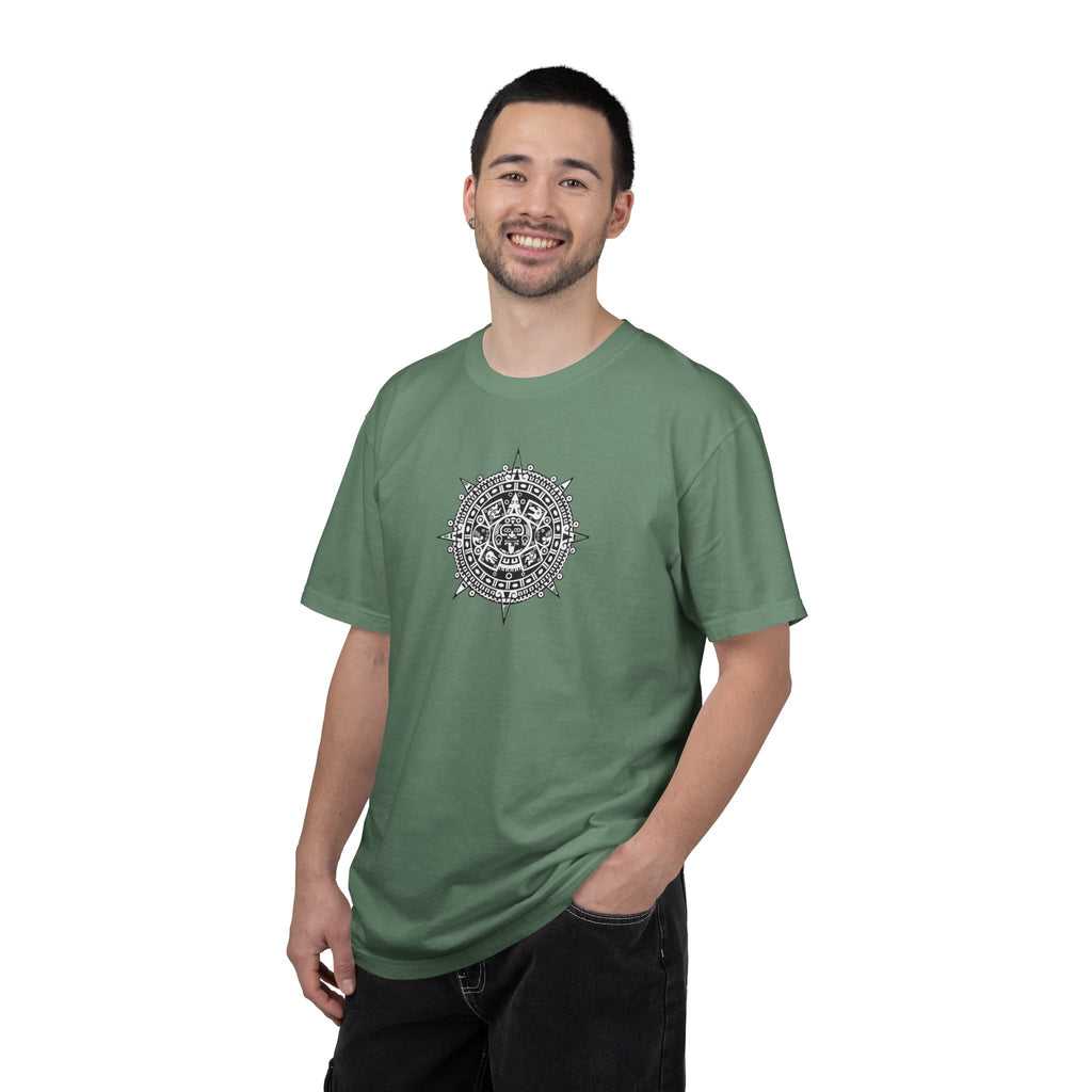 Mandala Compass T‑Shirt — Intricate Aztec Sun Chest Print