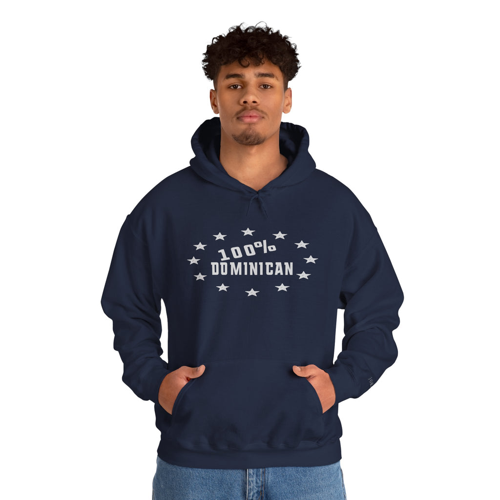 Dominican Pride Hoodie — "100% Dominican" Pullover Hooded Sweatshirt