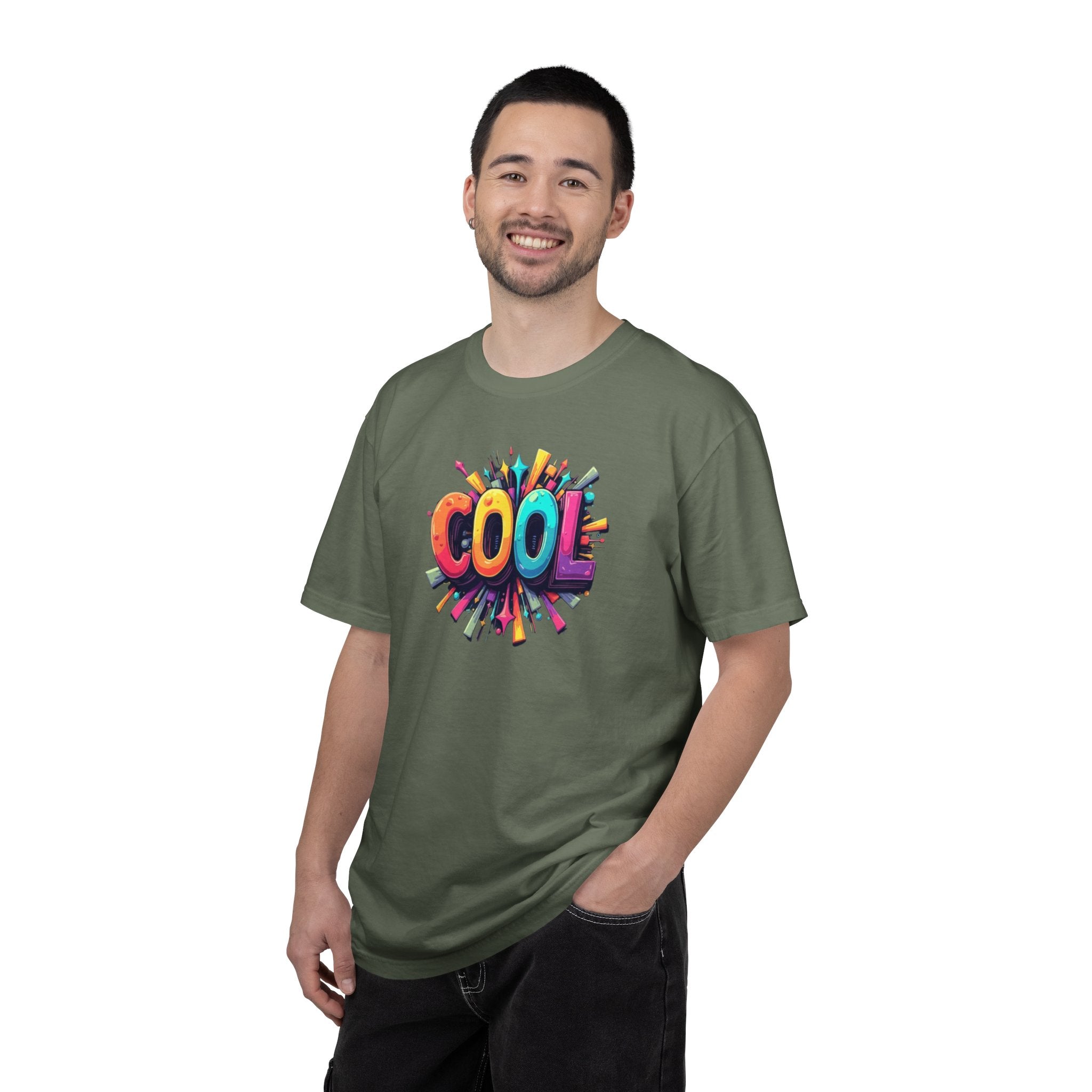 Cool Graphic T-Shirt — Colorful 3D Retro Text Tee