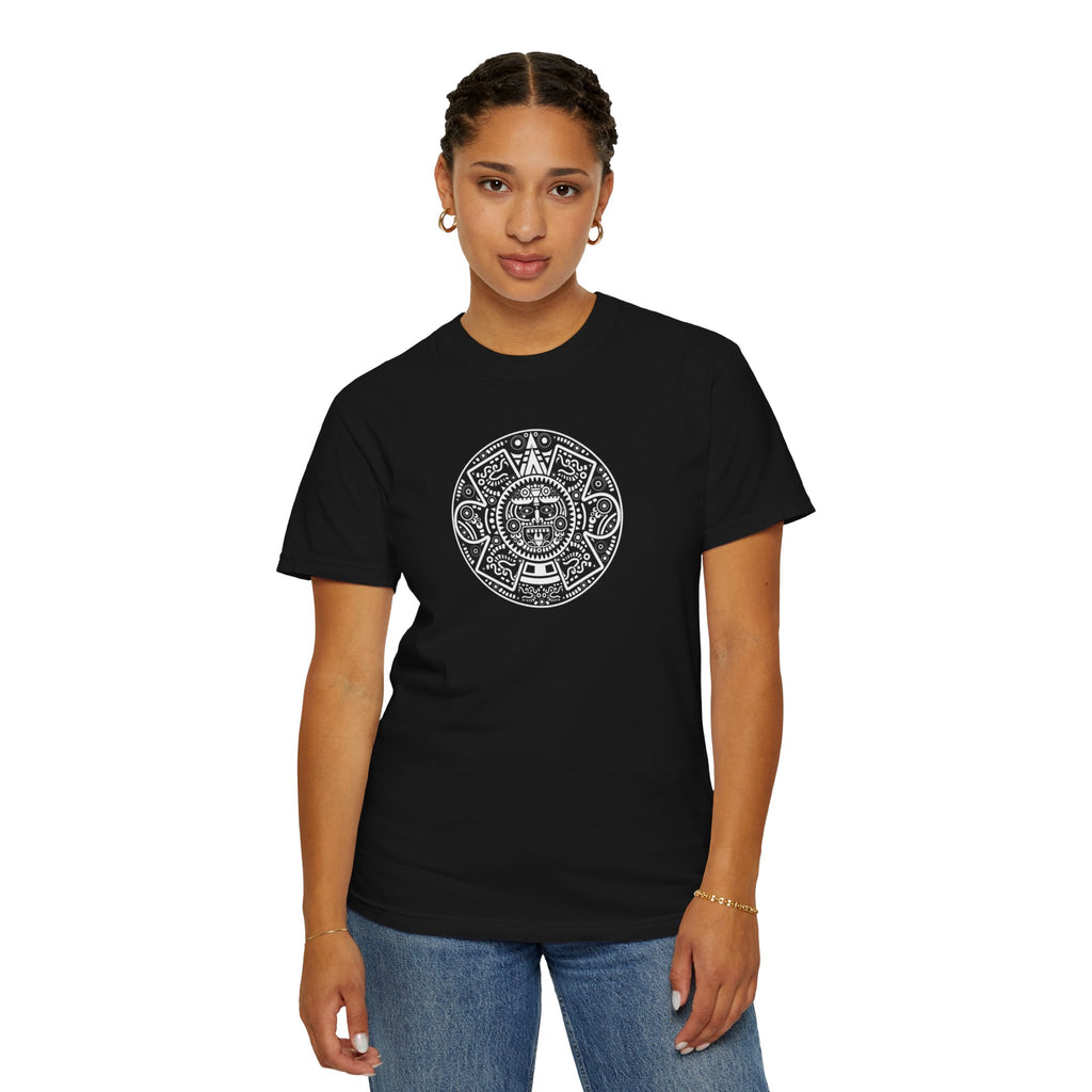 Aztec Sun Graphic T-Shirt — Vintage Mayan Calendar Design