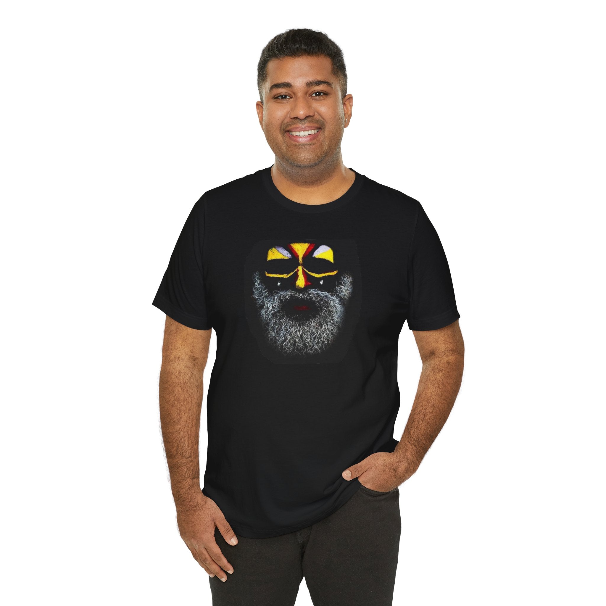 Face Mask Beard Art T-Shirt — Tribal Painted Face Design