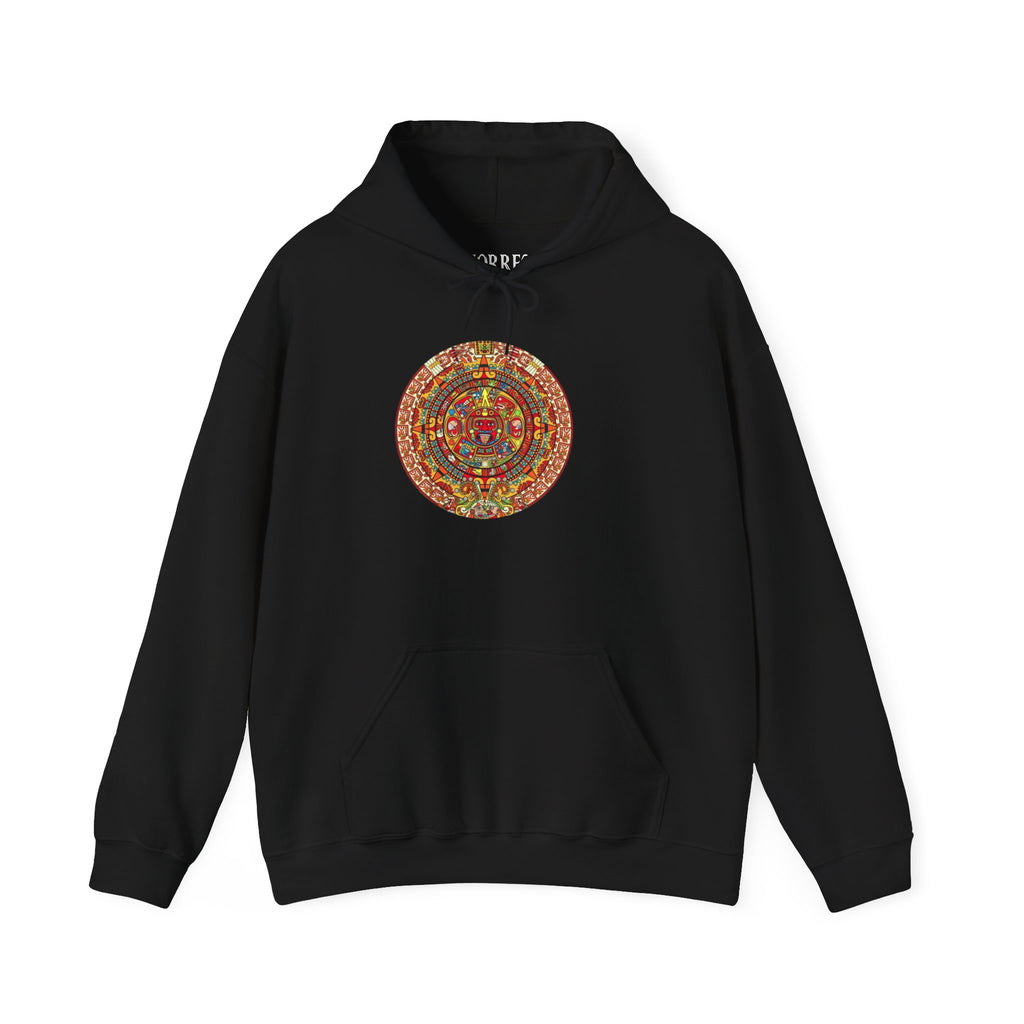 Aztec Calendar Hoodie — Vibrant Mayan Sun Mandala Sweatshirt