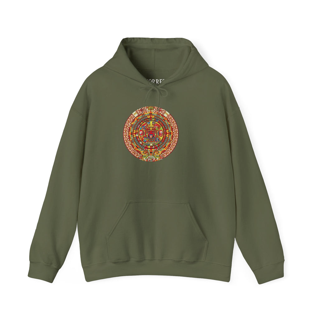 Aztec Calendar Hoodie — Vibrant Mayan Sun Mandala Sweatshirt
