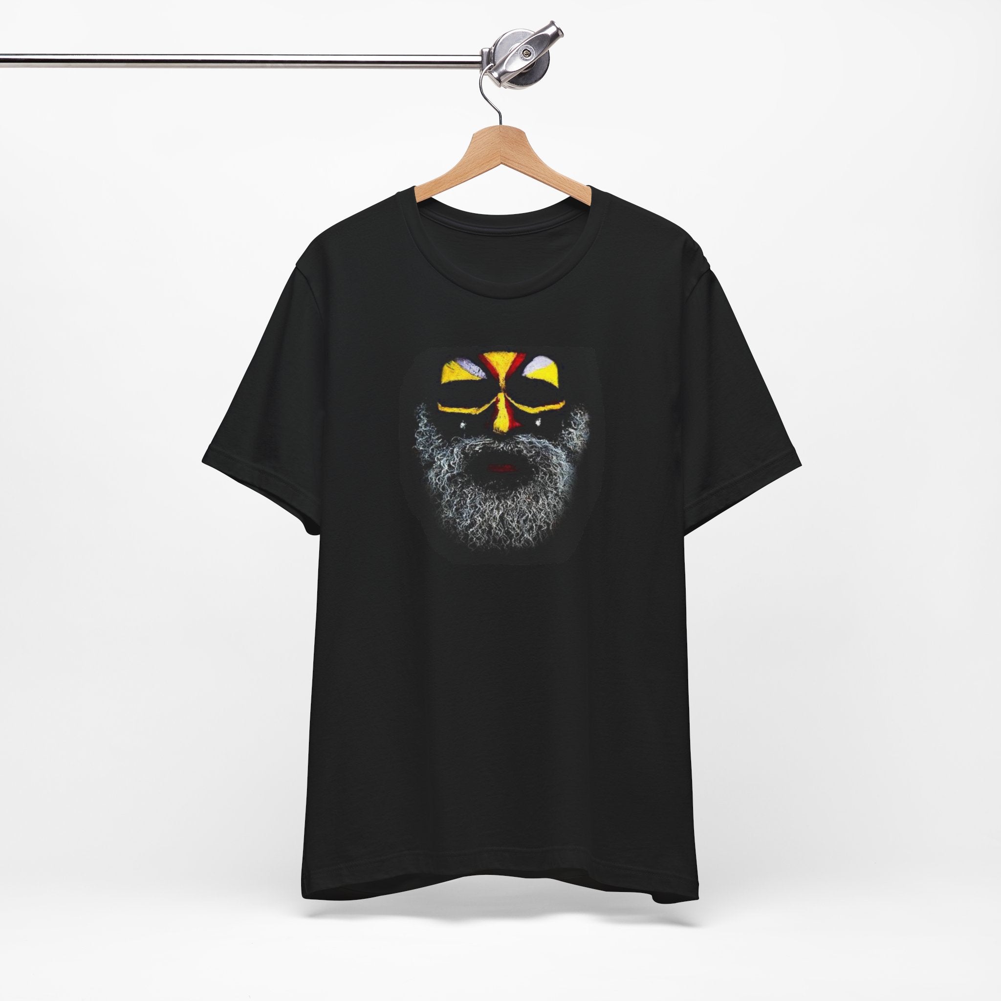 Face Mask Beard Art T-Shirt — Tribal Painted Face Design