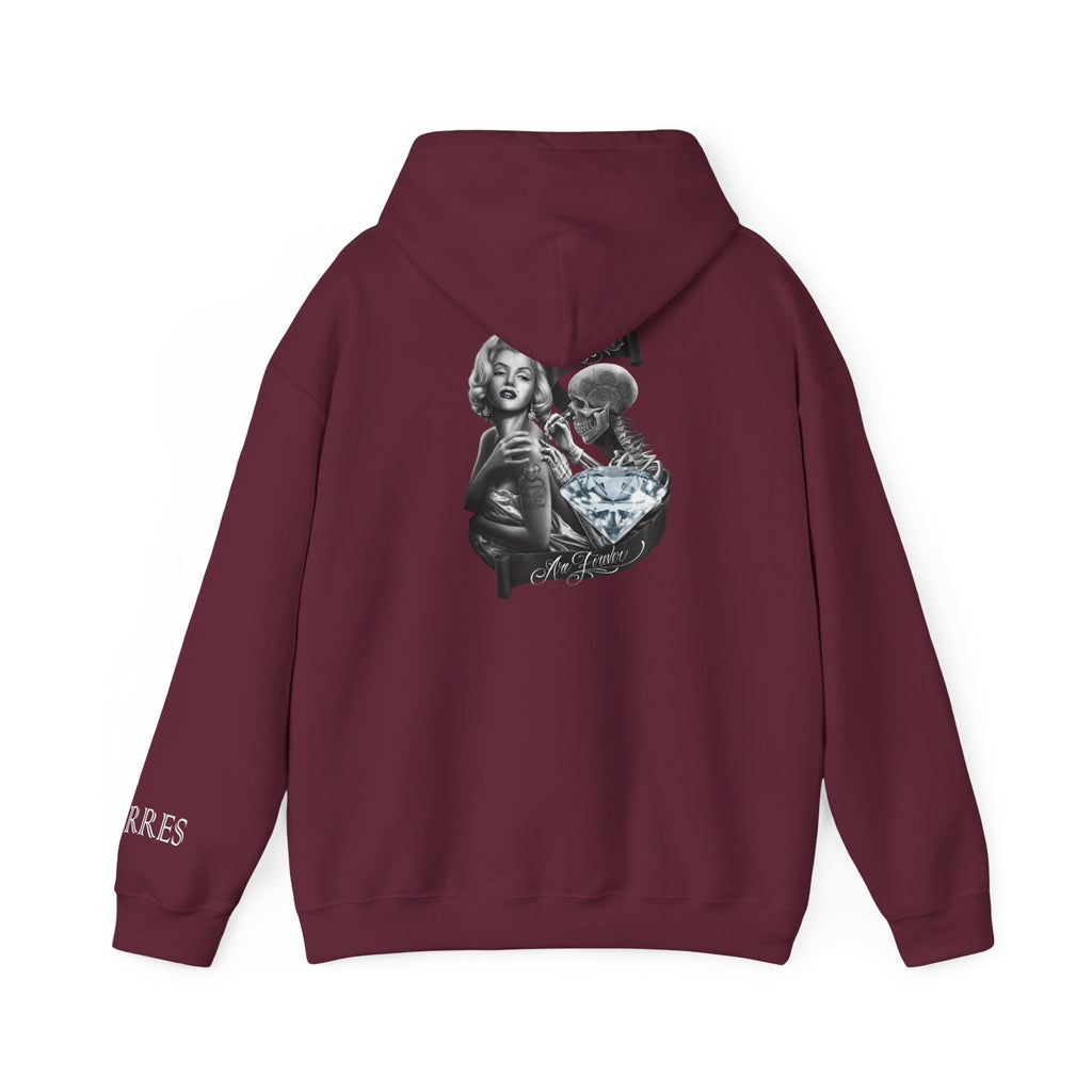 Graphic Hoodie — Vintage Marilyn & Skull Collage Back Print