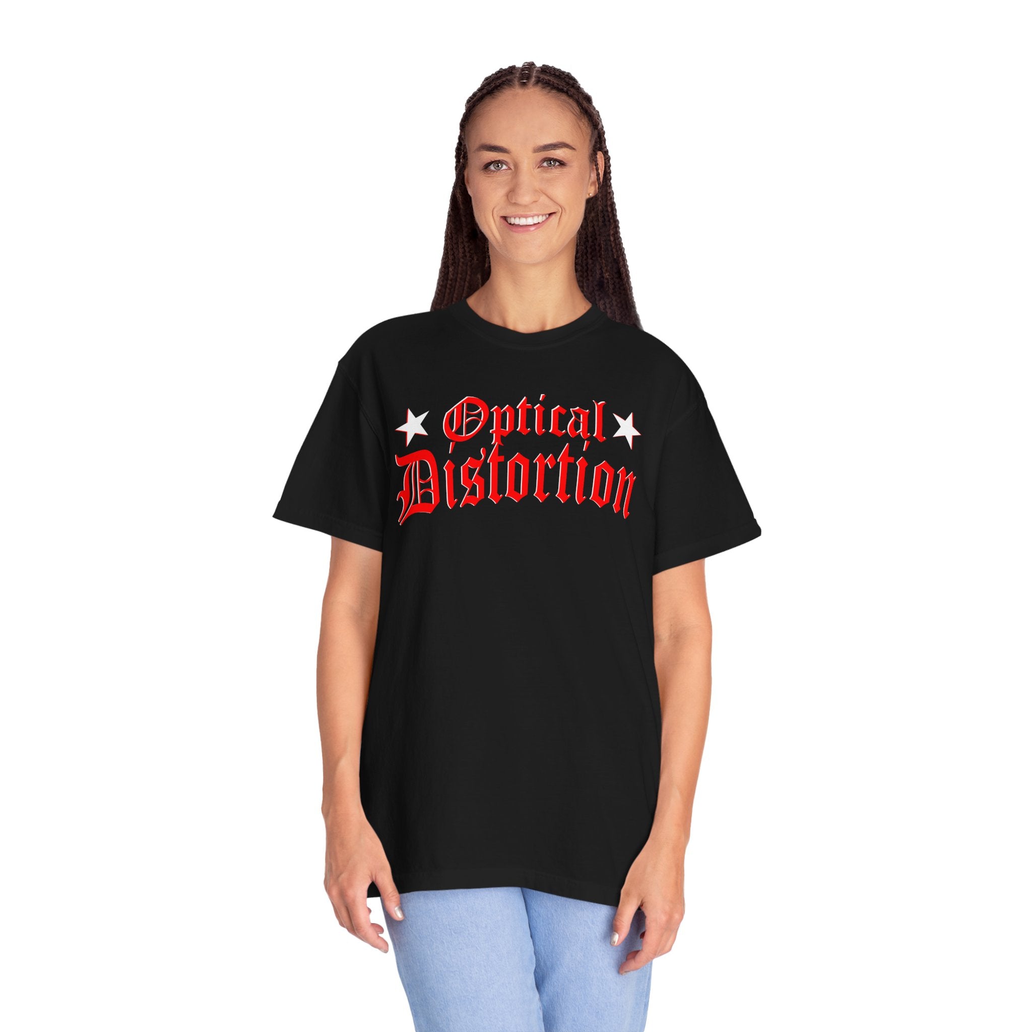 Optical Distortion Graphic T-Shirt — Vintage Rock Band Style Tee