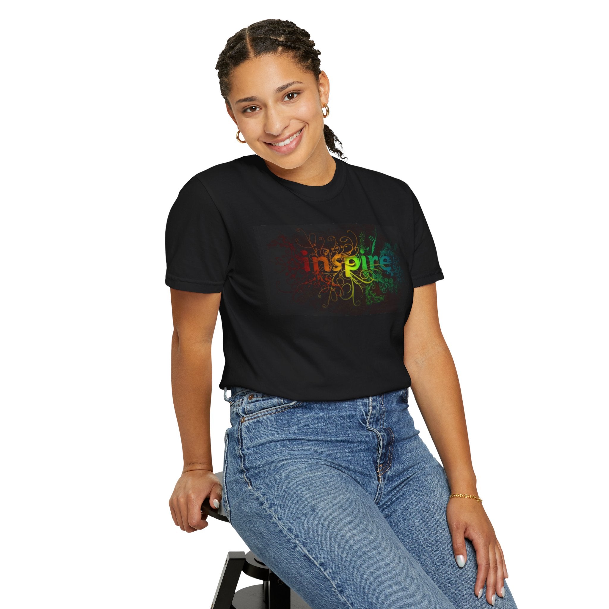 Inspire Floral Rainbow Graphic T-Shirt