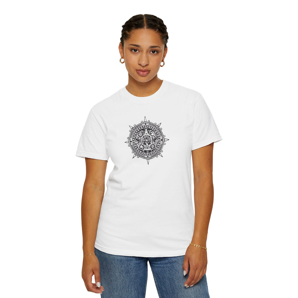 Mandala Compass T‑Shirt — Intricate Aztec Sun Chest Print