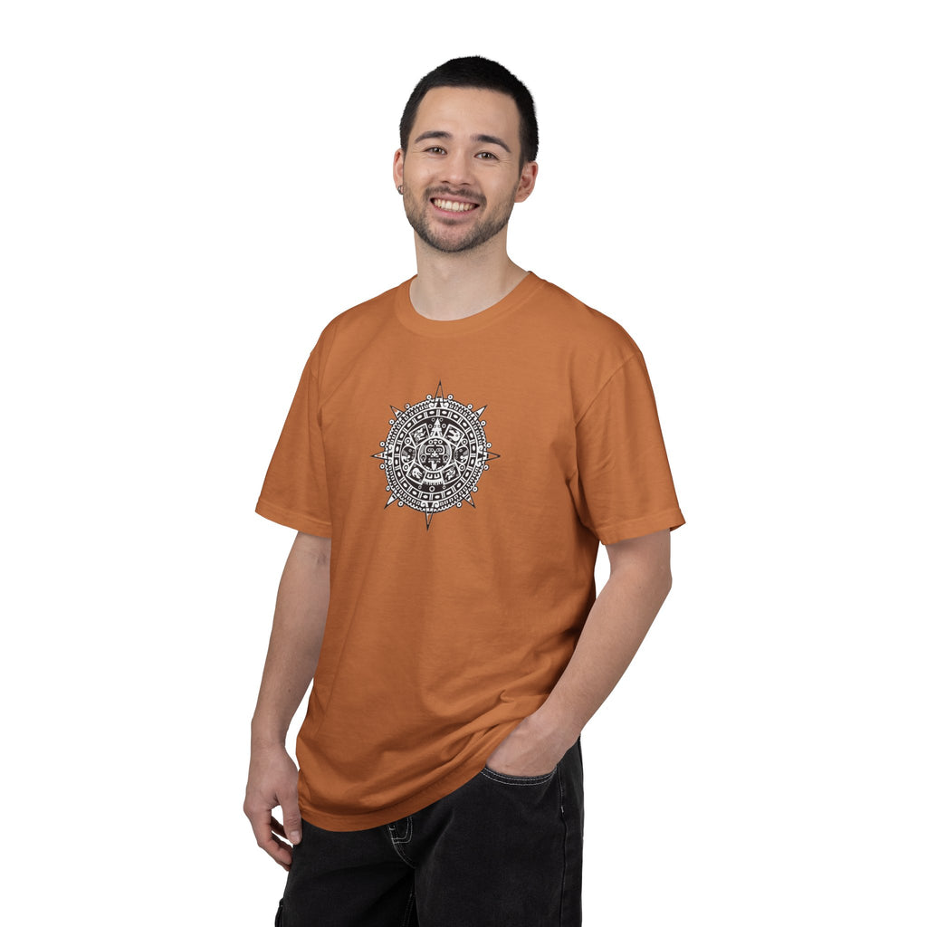 Mandala Compass T‑Shirt — Intricate Aztec Sun Chest Print
