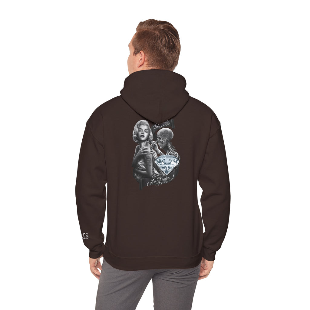 Graphic Hoodie — Vintage Marilyn & Skull Collage Back Print