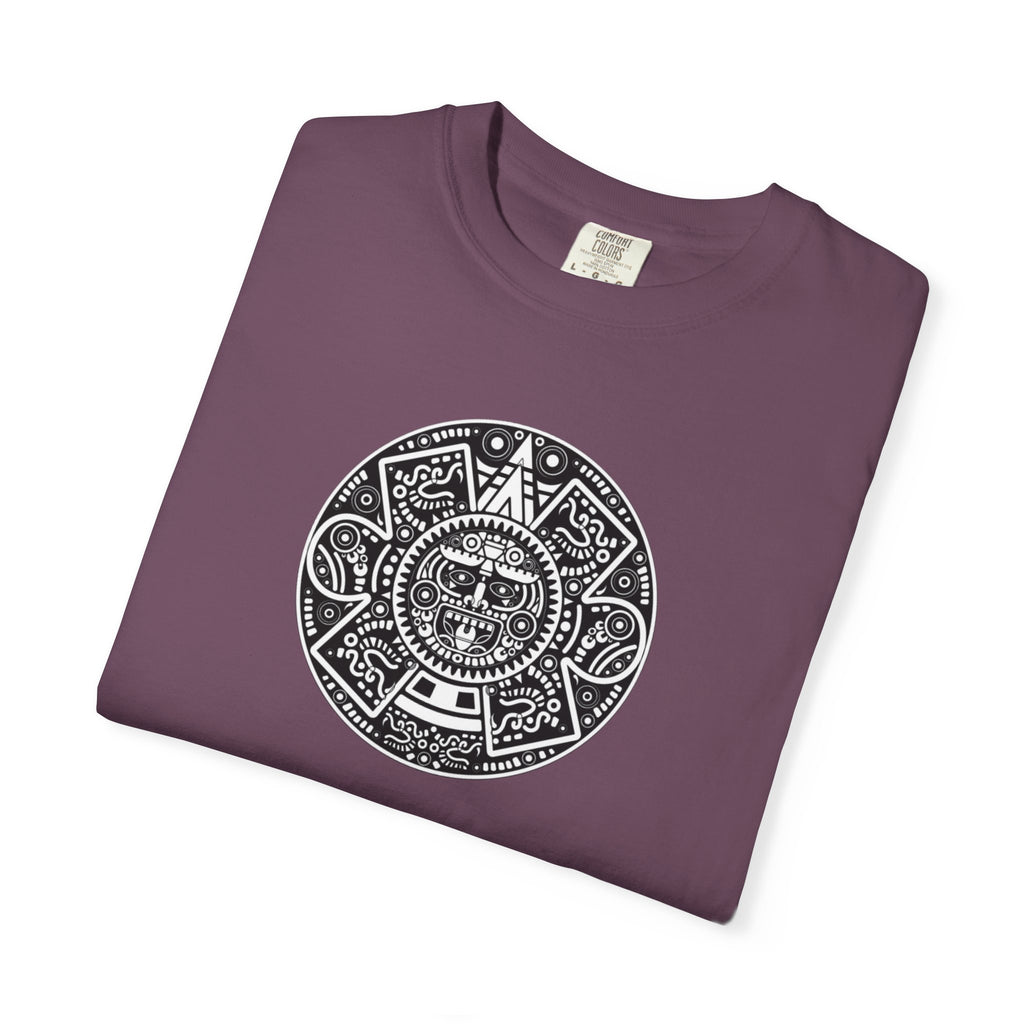 Aztec Sun Graphic T-Shirt — Vintage Mayan Calendar Design