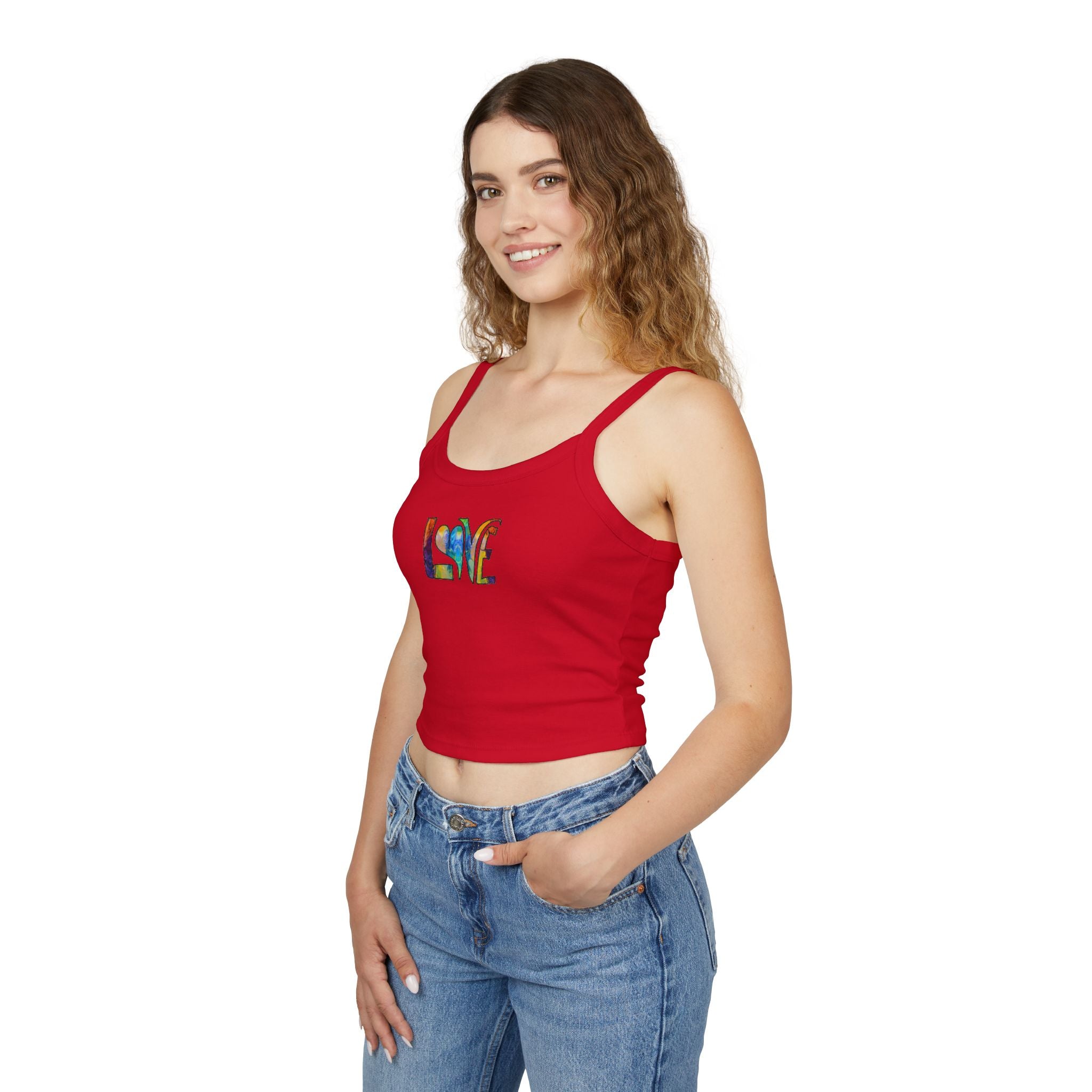 Love Tie-Dye Crop Tank Top — Women's Spaghetti Strap Summer Top