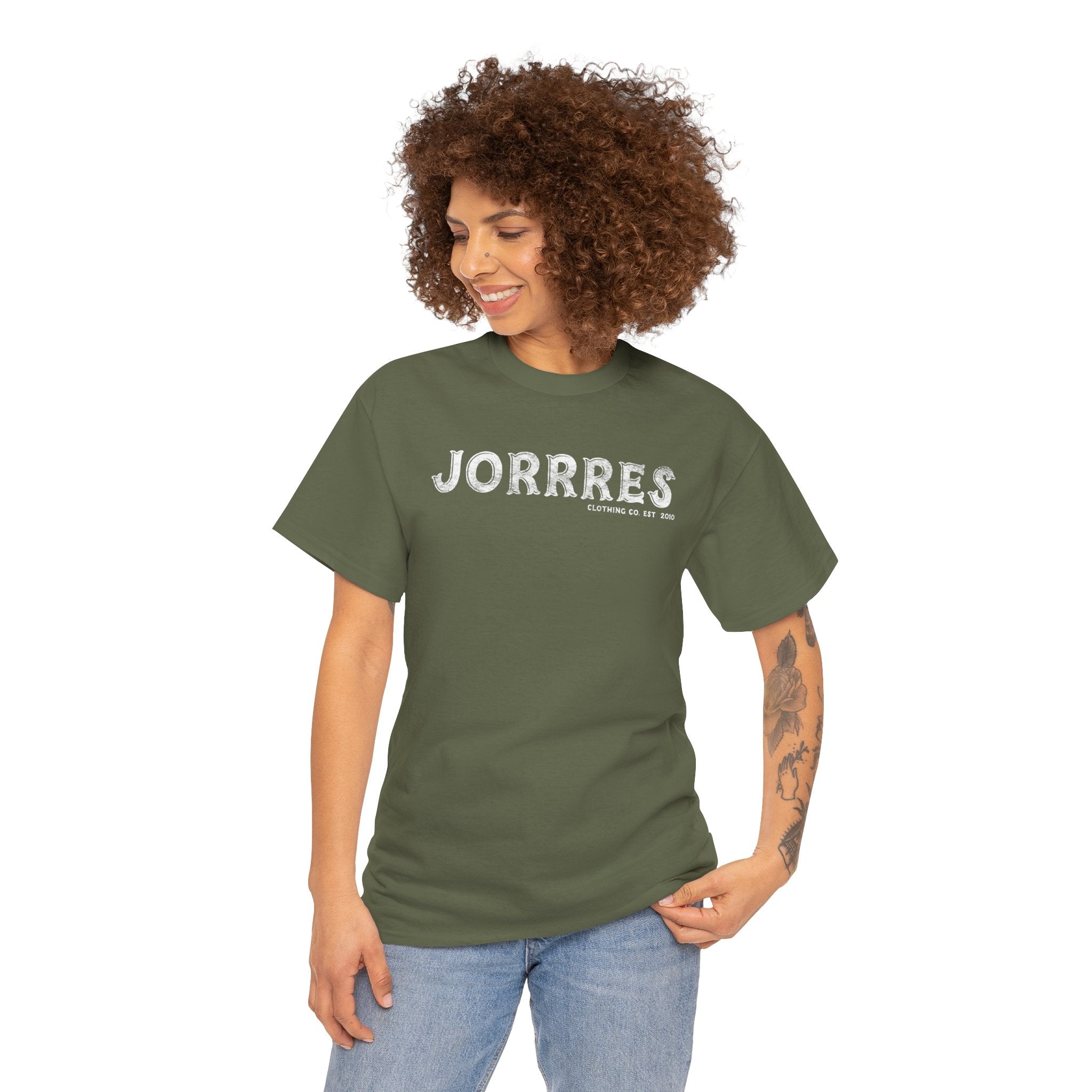 Jorrres Vintage Logo Tee – Olive Casual Graphic T-Shirt