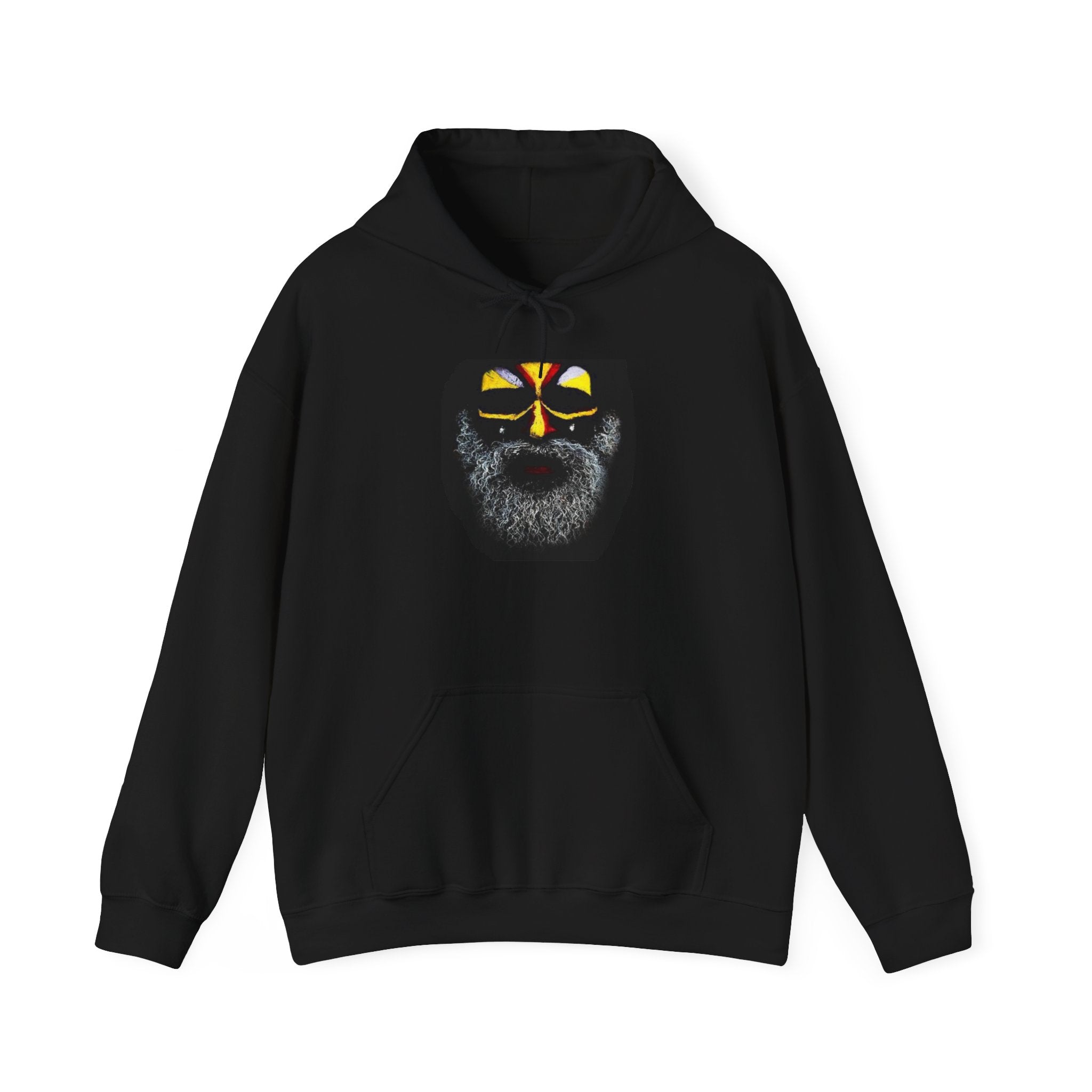 Bearded Guy Face Paint Hoodie — Tribal Skull Mask Graphic Pullover