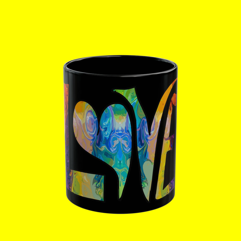 Live Love Laugh Colorful Vinyl-Style Black Coffee Mug (11oz, 15oz)