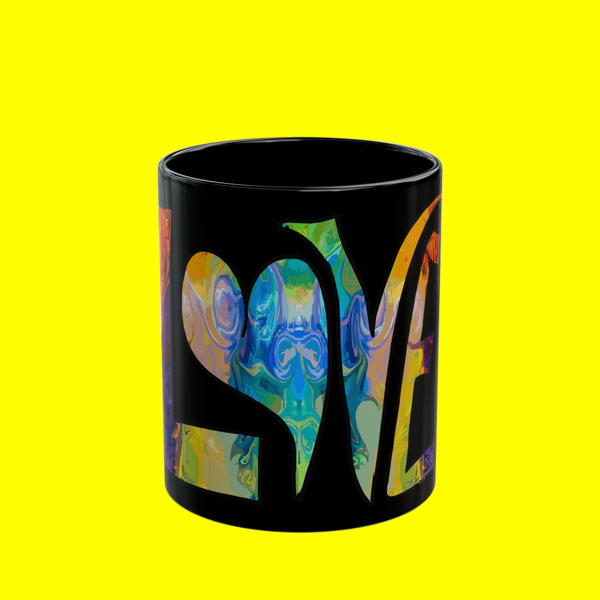 Live Love Laugh Colorful Vinyl-Style Black Coffee Mug (11oz, 15oz)