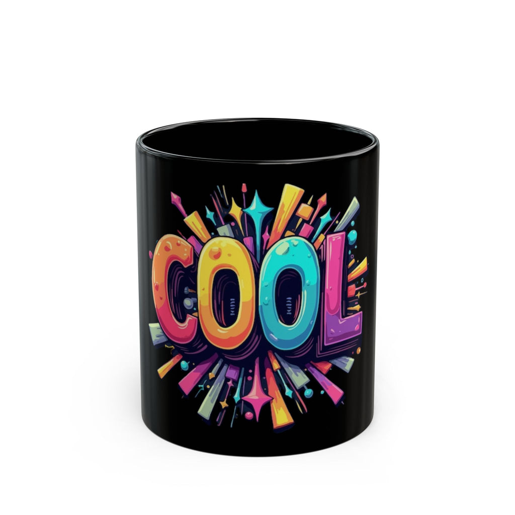Cool Graphic Mug — Colorful Retro Pop Art Coffee Cup (Black, 11oz & 15oz)