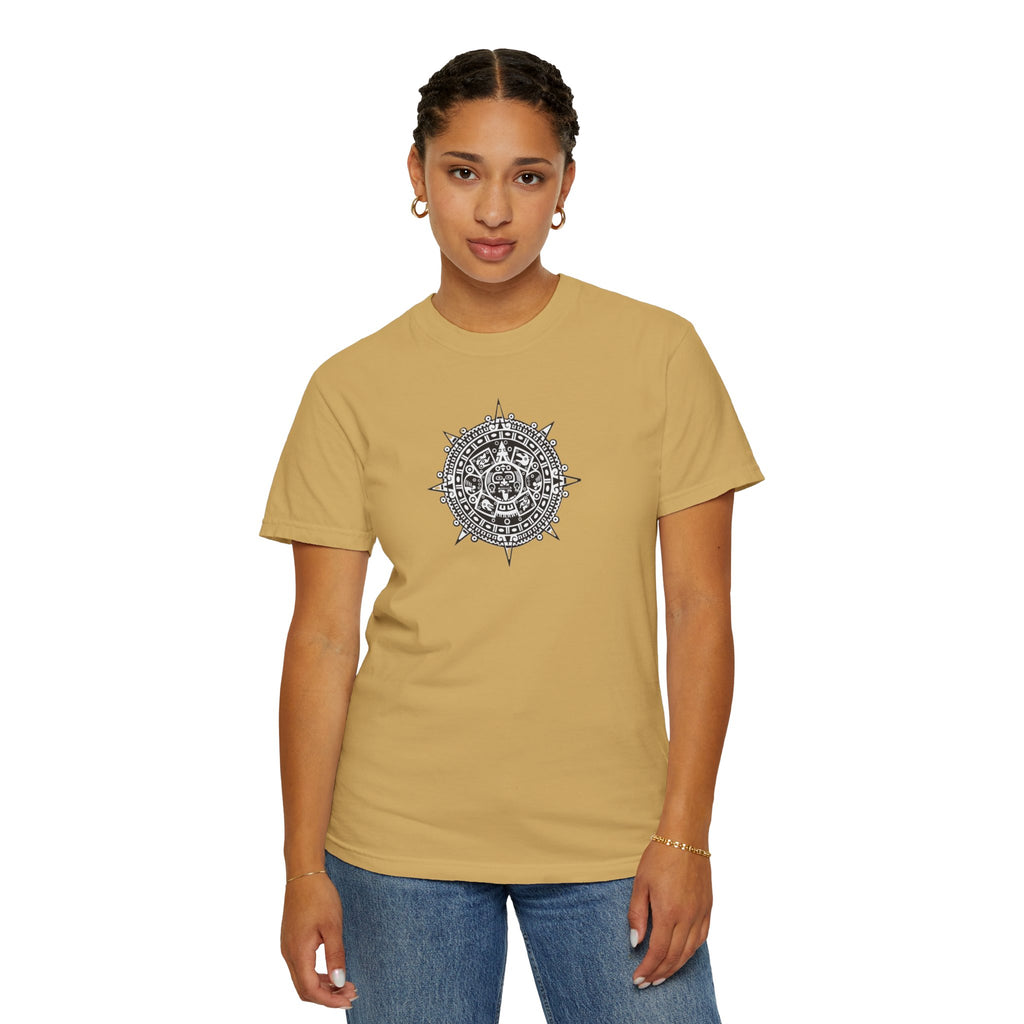 Mandala Compass T‑Shirt — Intricate Aztec Sun Chest Print