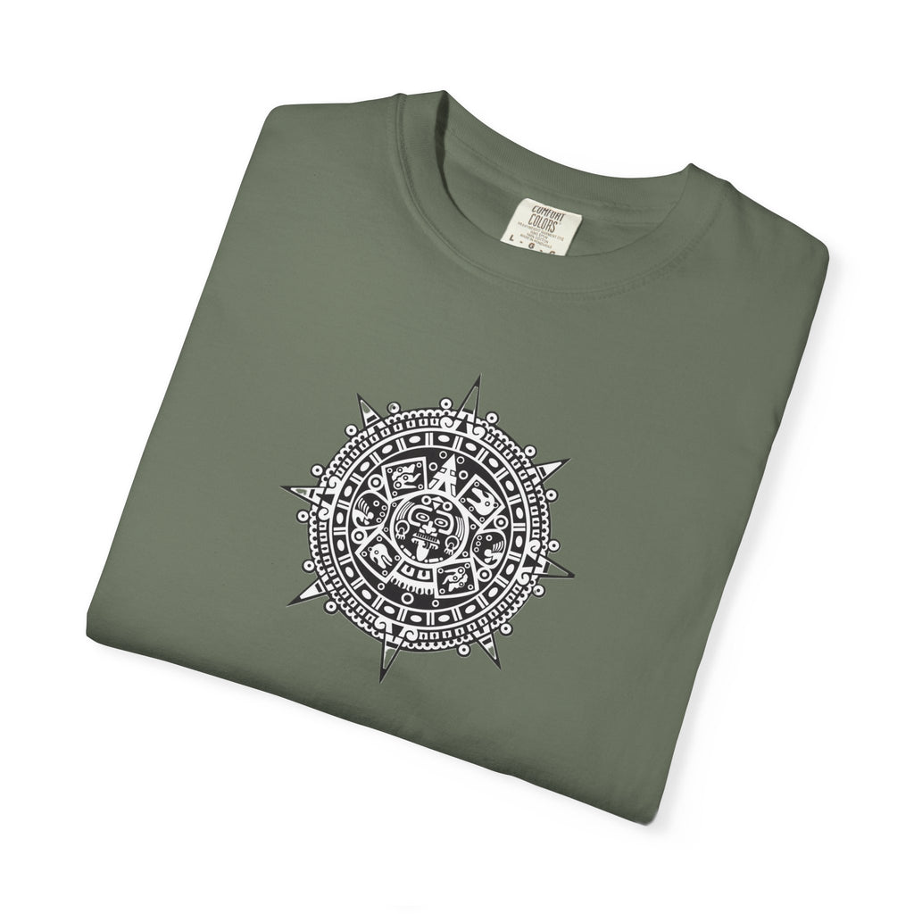 Mandala Compass T‑Shirt — Intricate Aztec Sun Chest Print