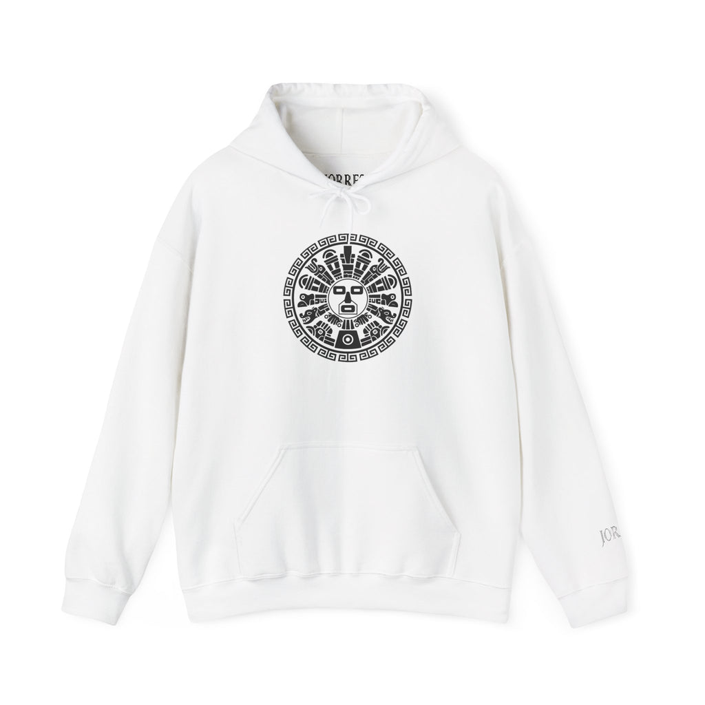 Aztec Sun Calendar Hoodie — Vintage Mayan Glyph Graphic Sweatshirt
