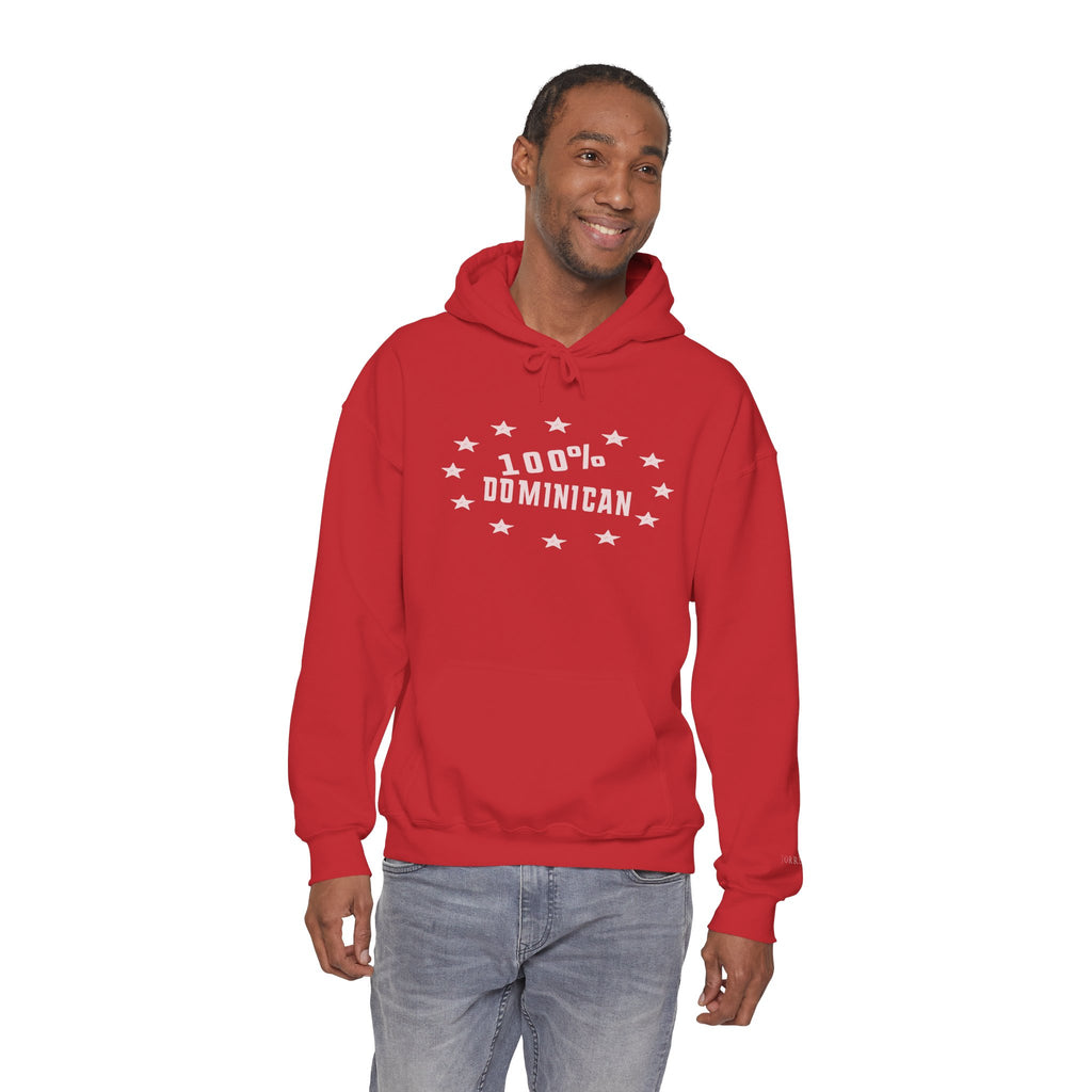 Dominican Pride Hoodie — "100% Dominican" Pullover Hooded Sweatshirt