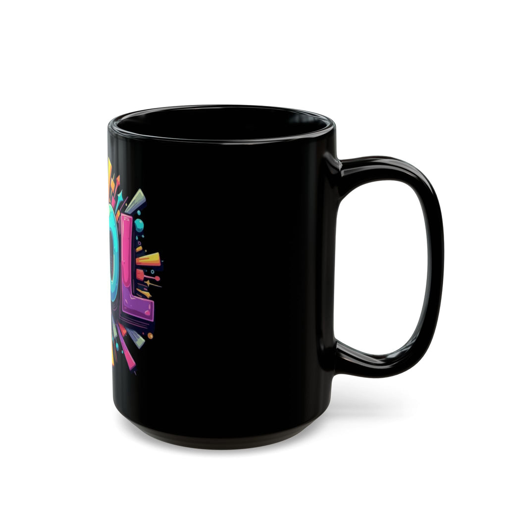 Cool Graphic Mug — Colorful Retro Pop Art Coffee Cup (Black, 11oz & 15oz)