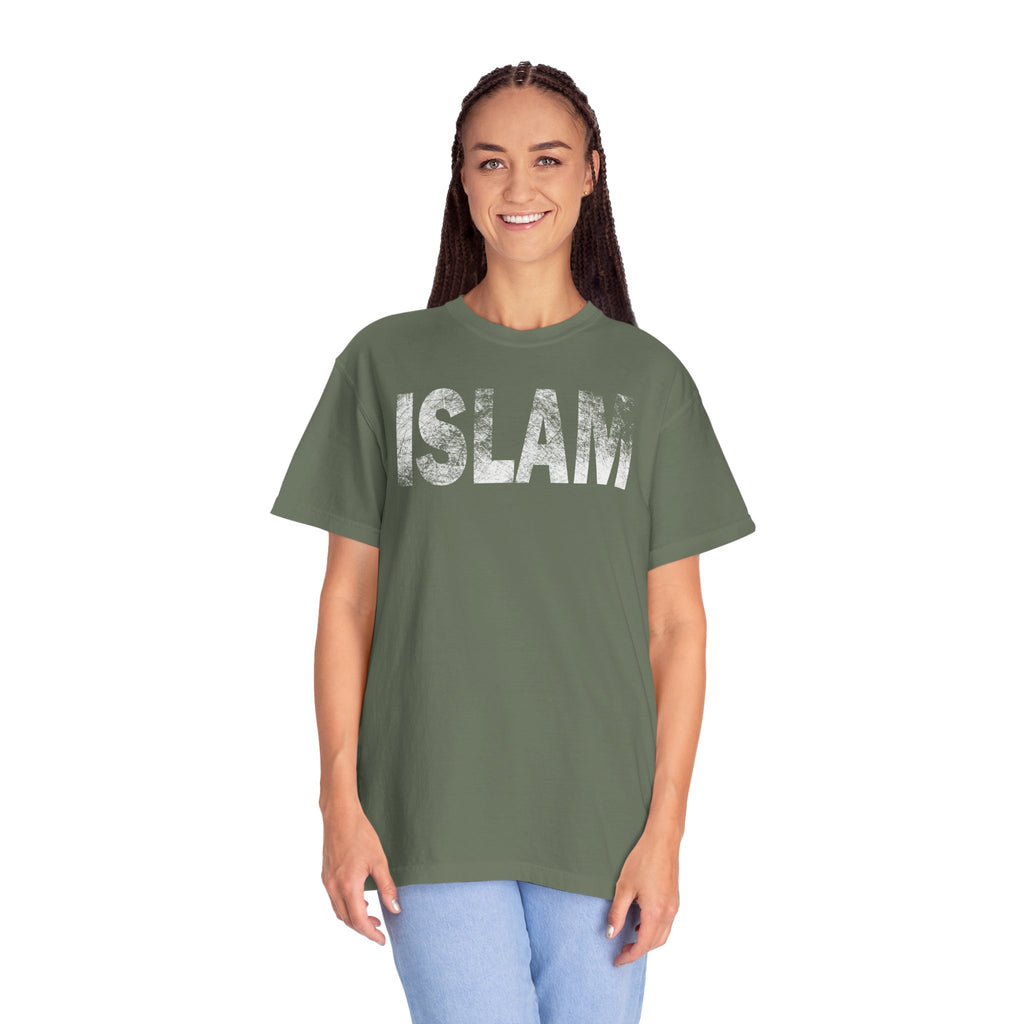 Islam Graphic T-Shirt — Distressed Block Letter Faith Tee