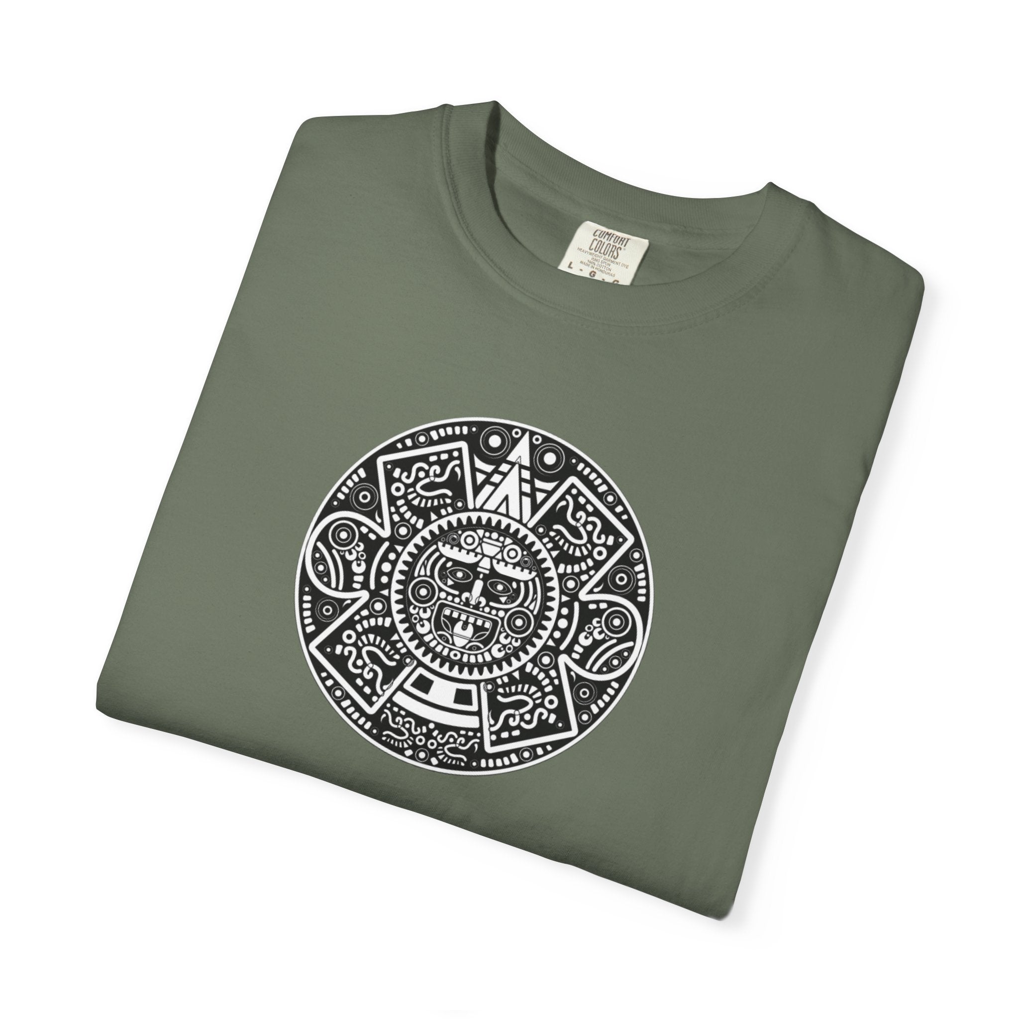 Aztec Sun Graphic T-Shirt — Vintage Mayan Calendar Design