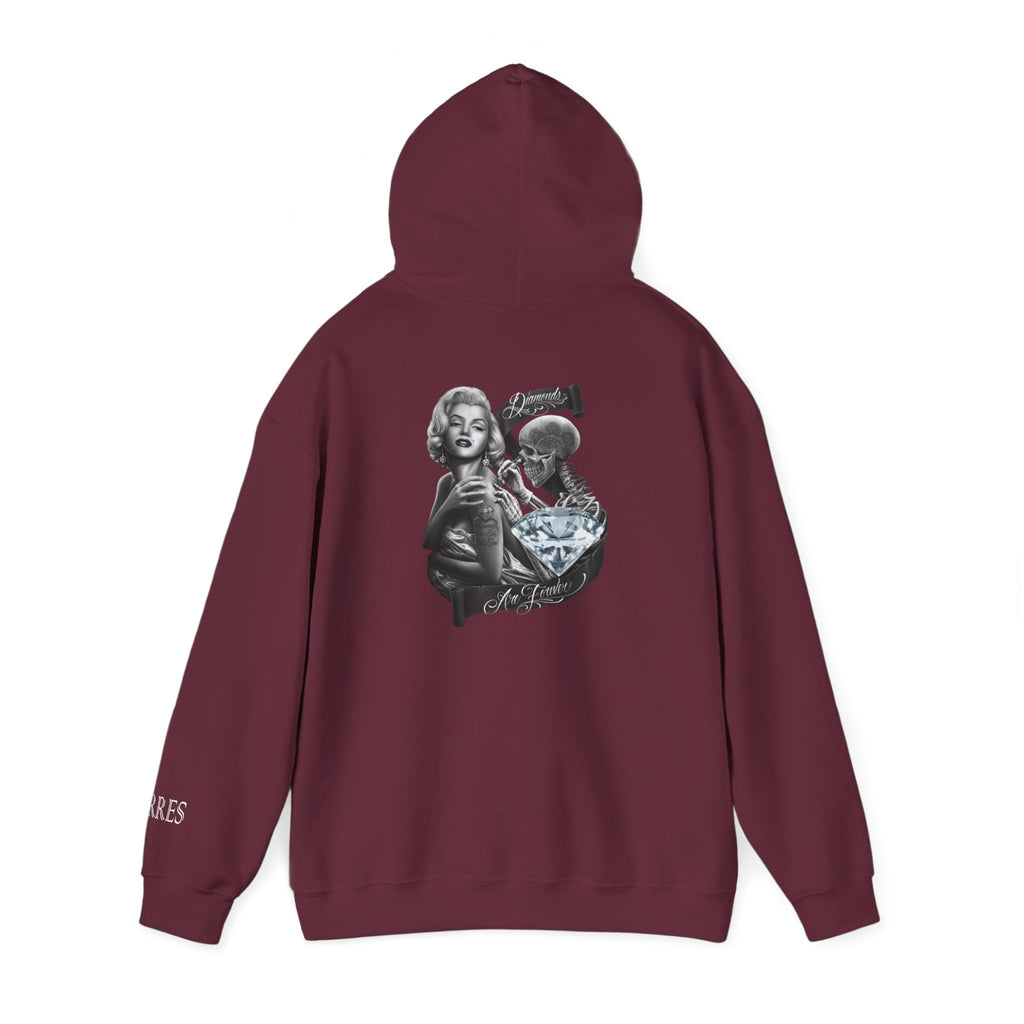 Graphic Hoodie — Vintage Marilyn & Skull Collage Back Print