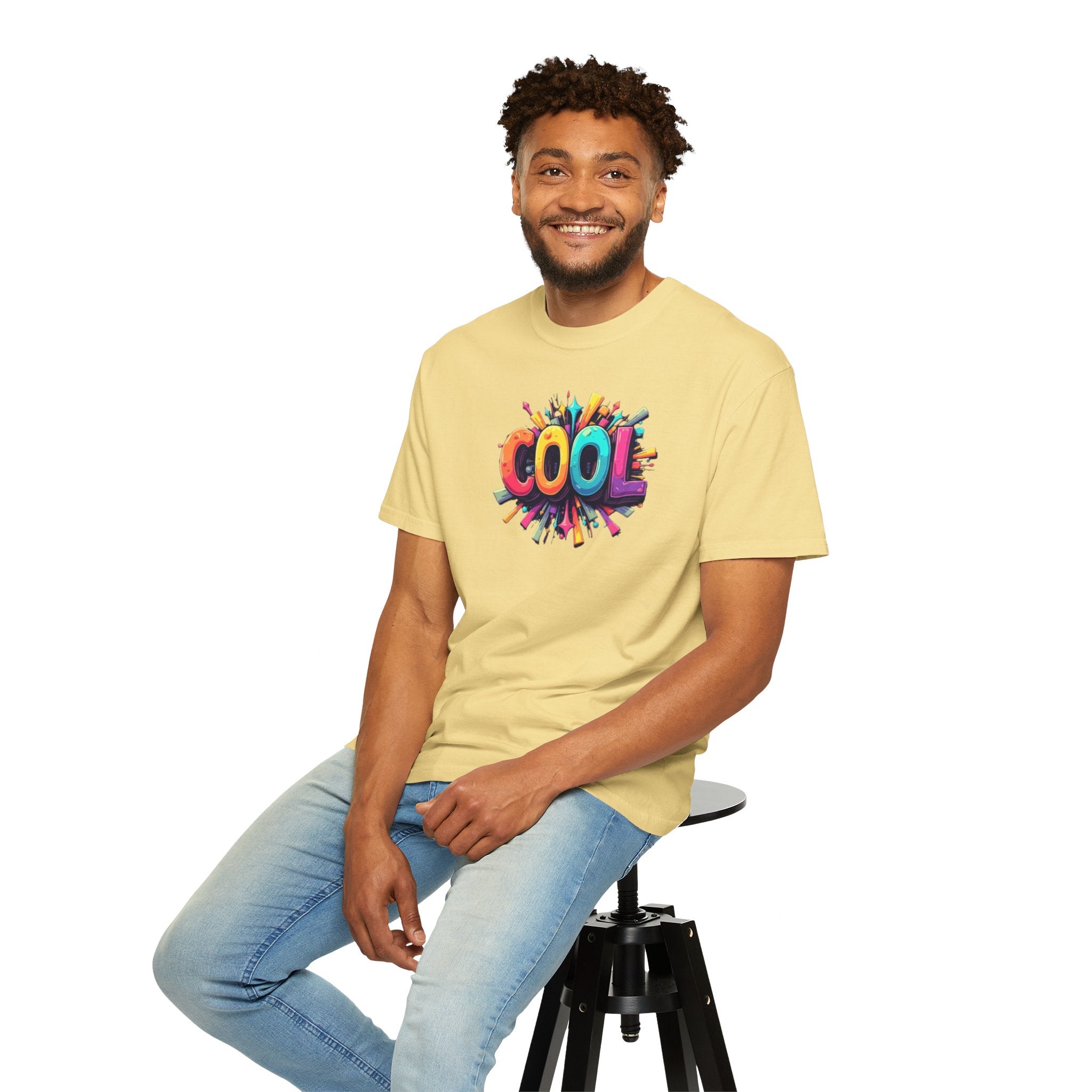 Cool Graphic T-Shirt — Colorful 3D Retro Text Tee
