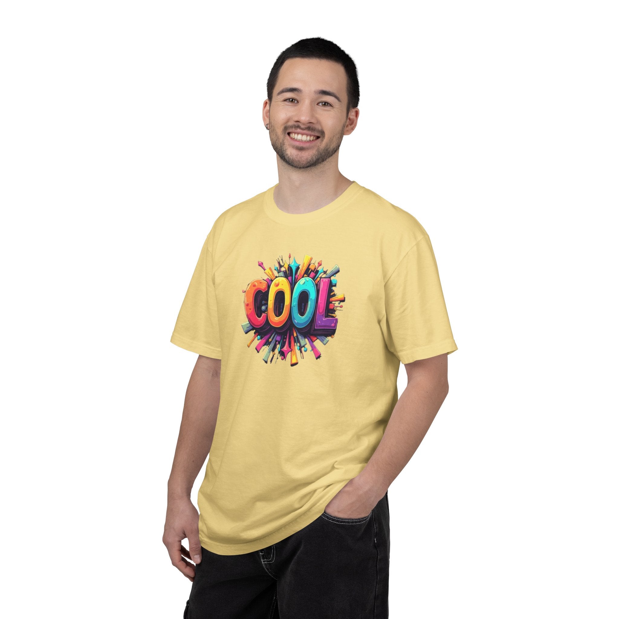 Cool Graphic T-Shirt — Colorful 3D Retro Text Tee