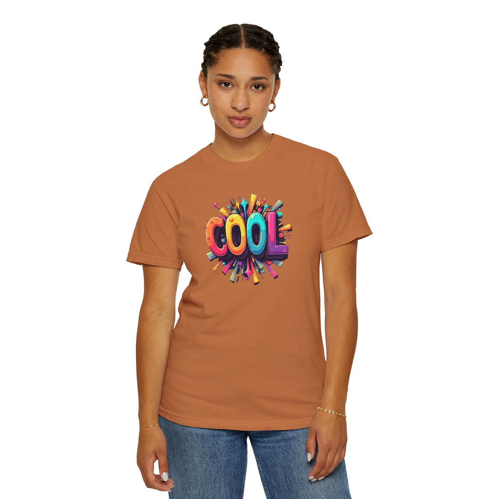 Cool Graphic T-Shirt — Colorful 3D Retro Text Tee