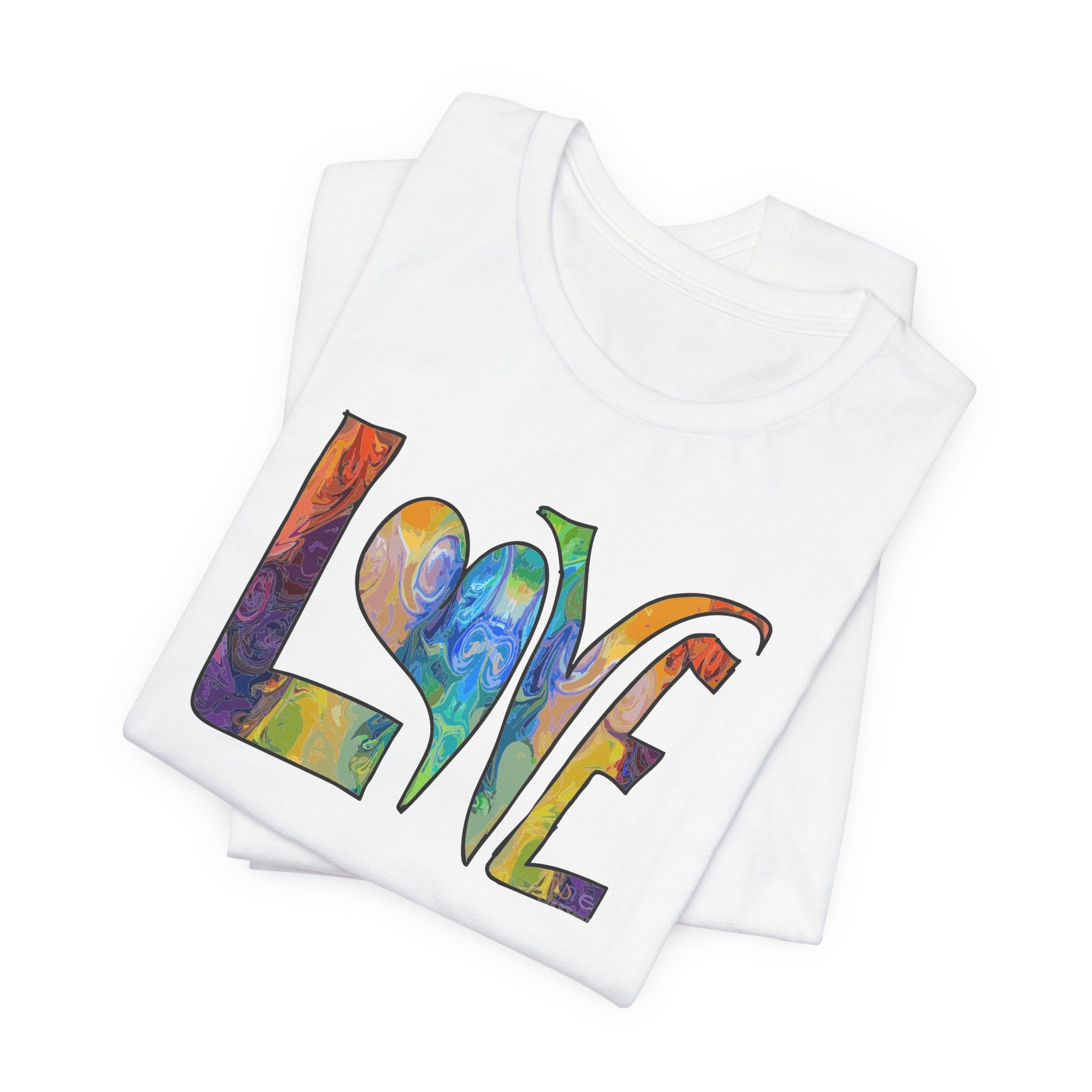 Love Rainbow T-Shirt — Colorful Heart 'LOVE' Graphic Tee