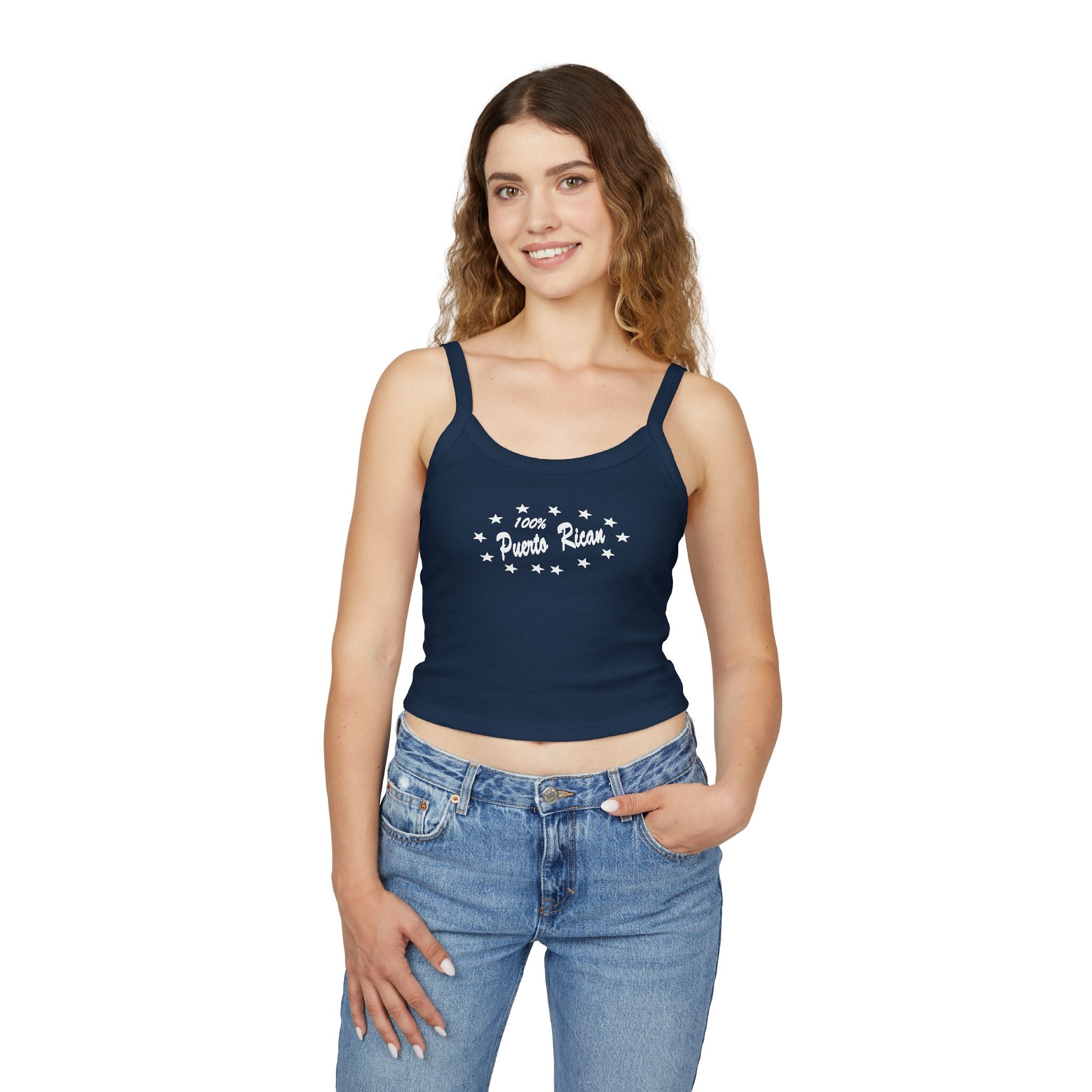 Spaghetti Tank Top — "Team Peach Rings" Retro Star Graphic