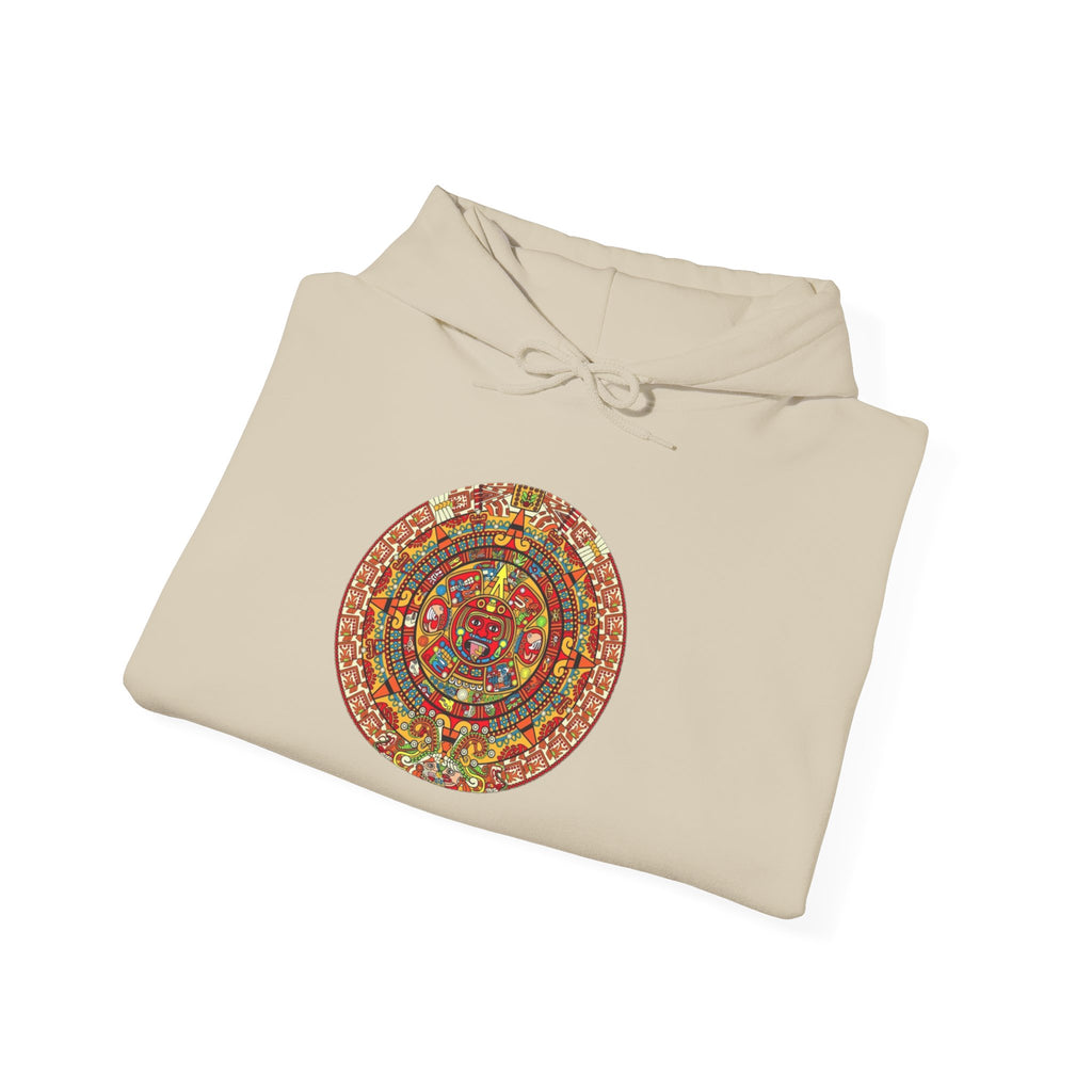 Aztec Calendar Hoodie — Vibrant Mayan Sun Mandala Sweatshirt