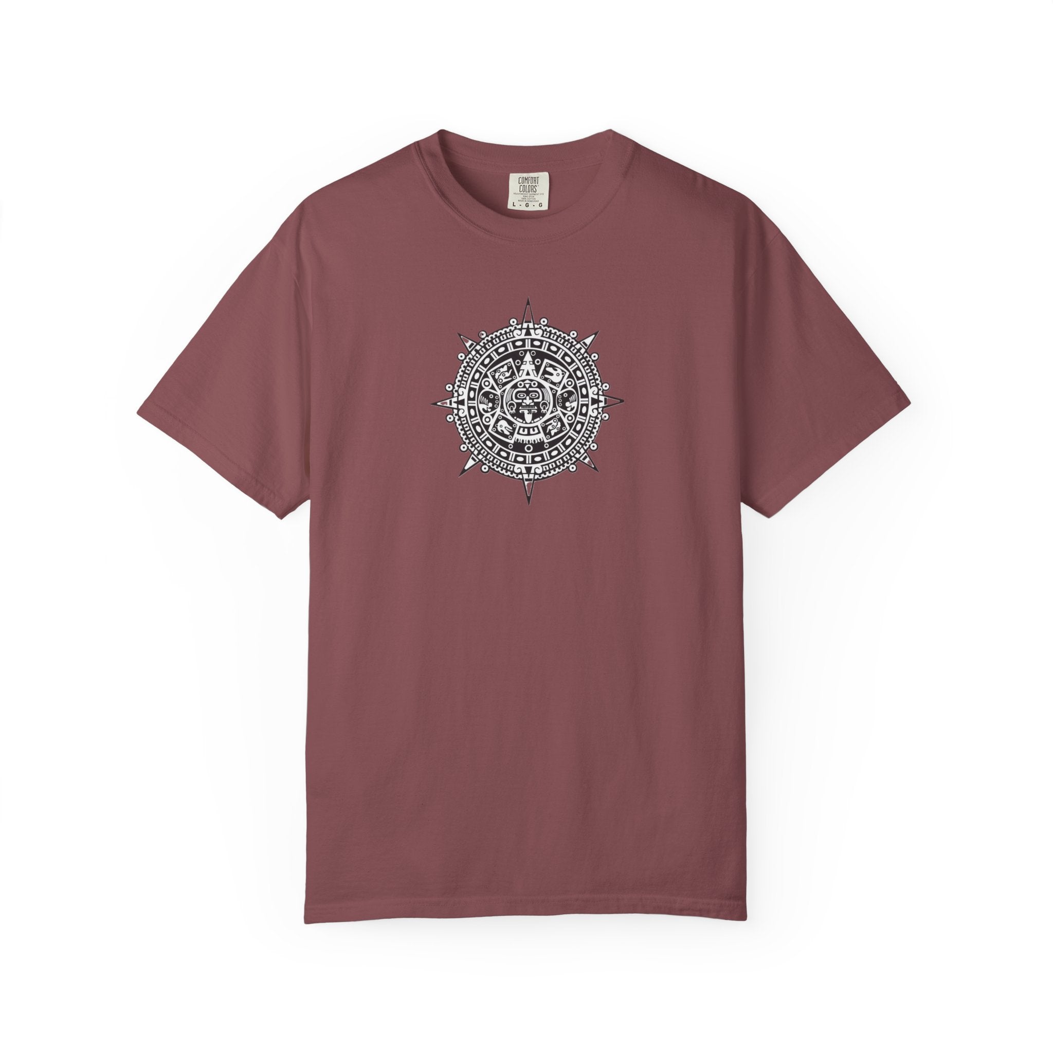Mandala Compass T‑Shirt — Intricate Aztec Sun Chest Print