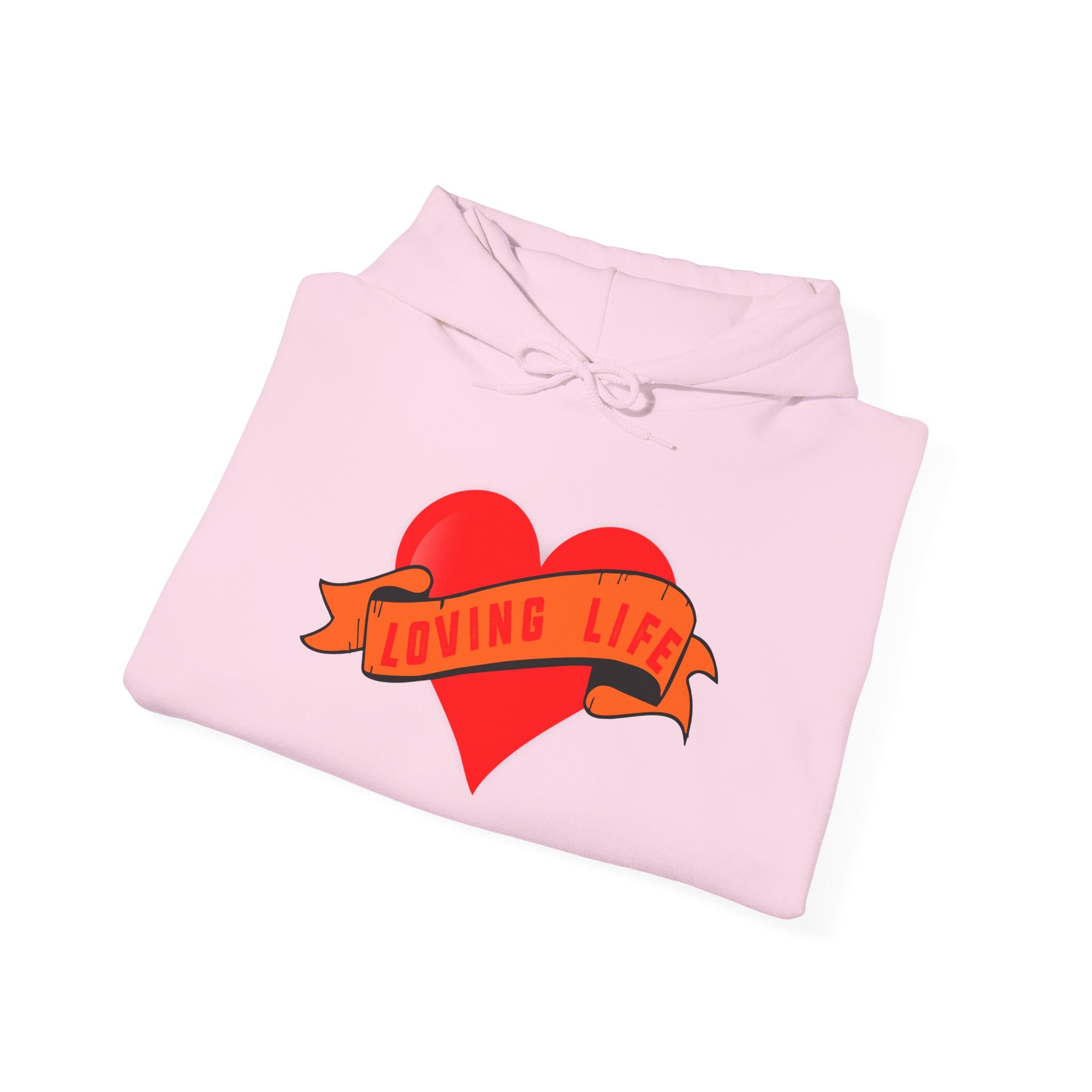 Loving Life Heart Hoodie – Retro Banner Graphic Pullover