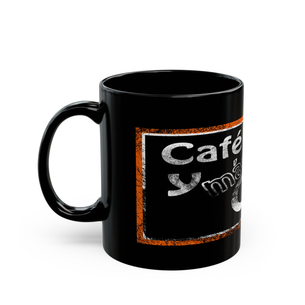 Cafe Café Black Coffee Mug — Rustic Chalkboard Style (11oz & 15oz)