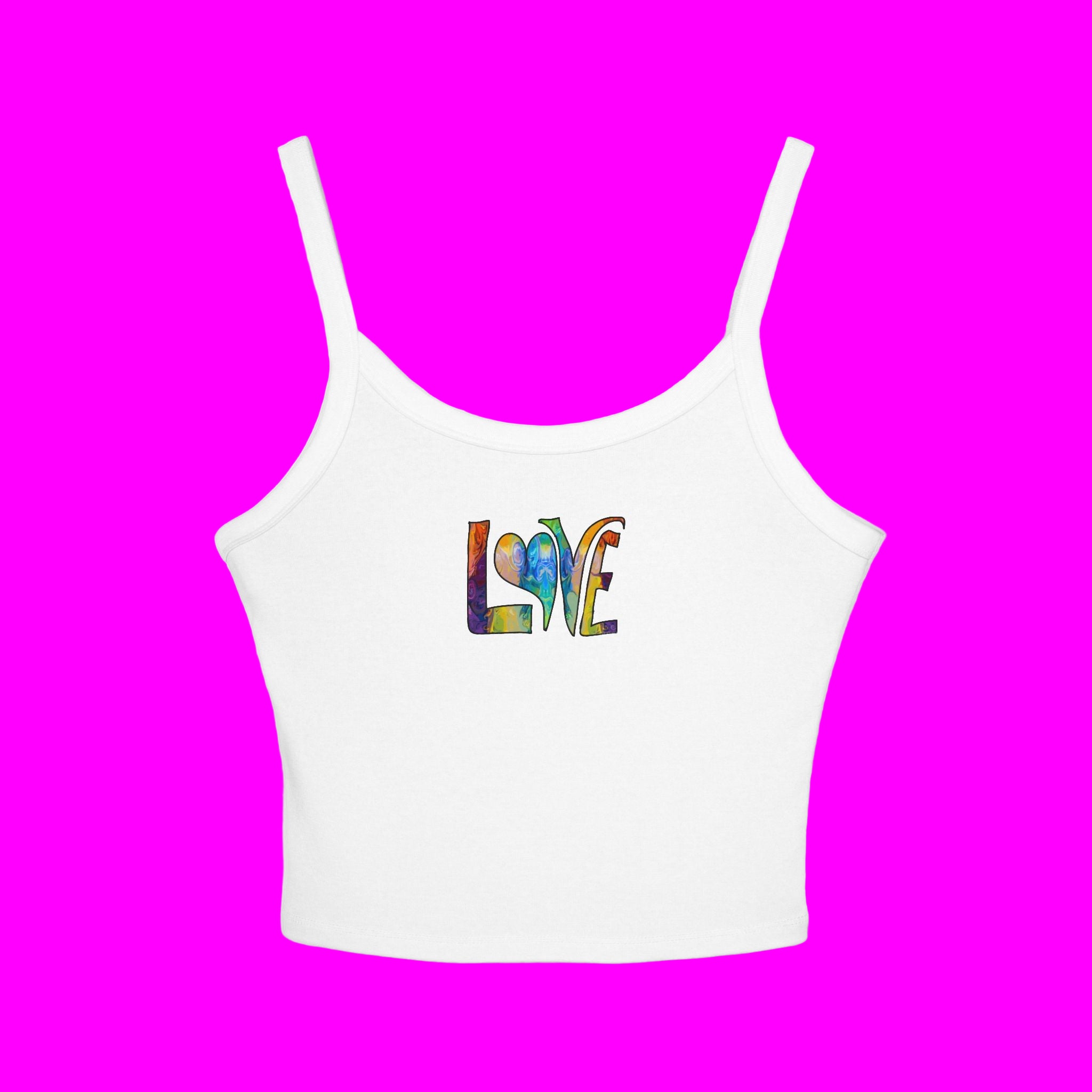 Love Tie-Dye Crop Tank Top — Women's Spaghetti Strap Summer Top
