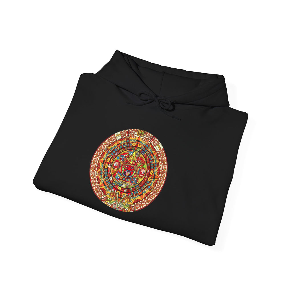 Aztec Calendar Hoodie — Vibrant Mayan Sun Mandala Sweatshirt