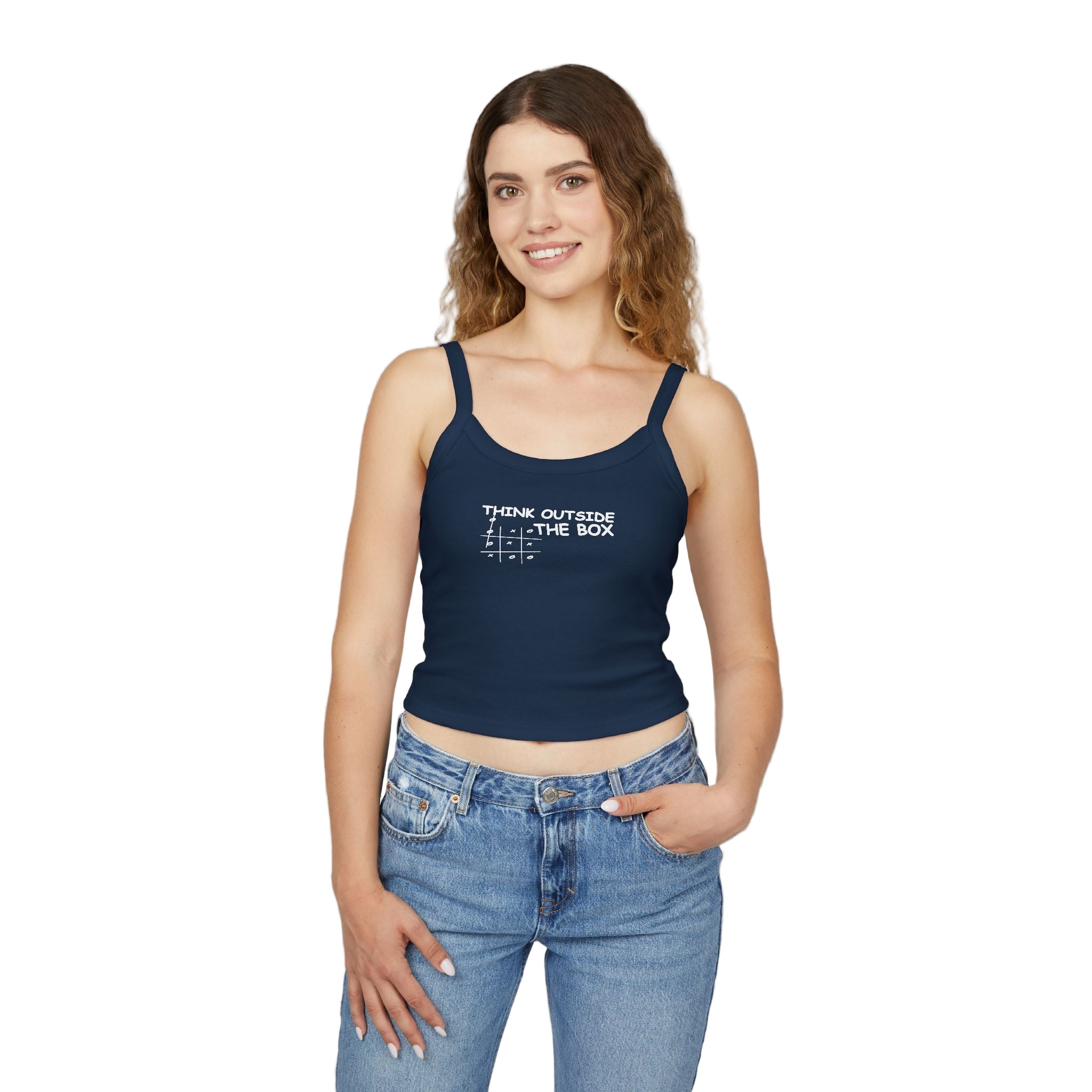 Think Outside The Box Tank Top — Women's Spaghetti Strap Crop