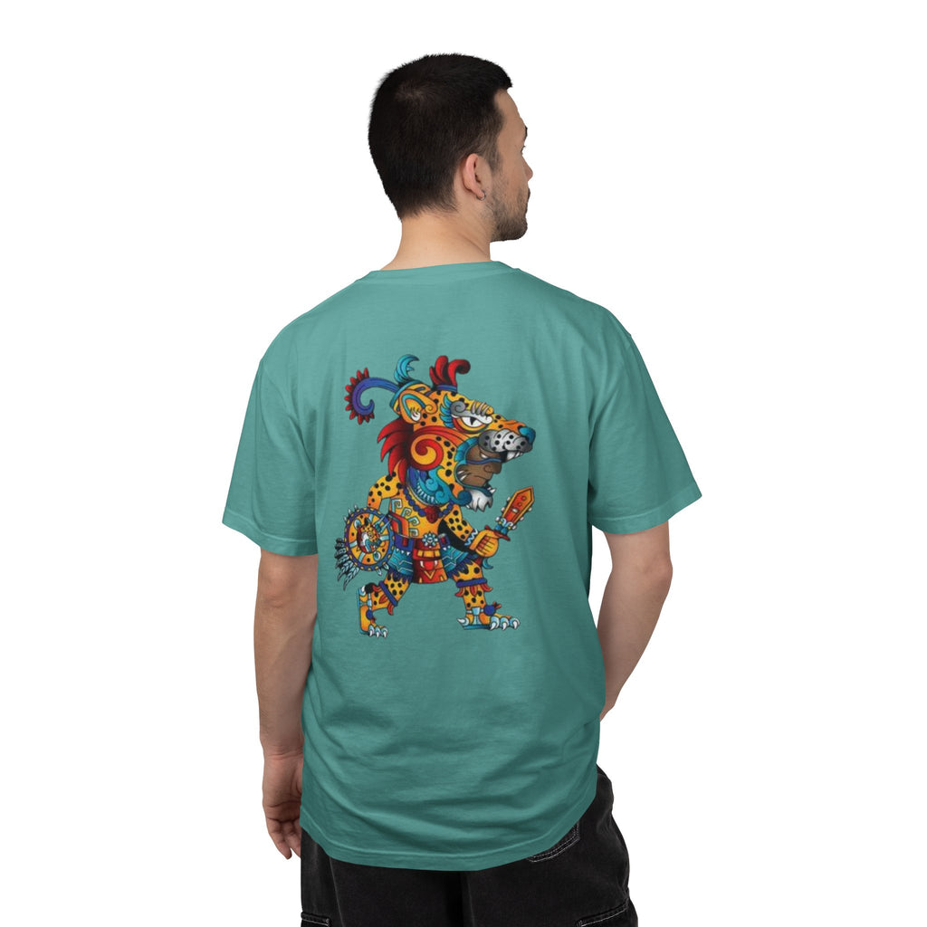 Aztec Jaguar Graphic T-Shirt — Colorful Mythic Animal Back Print